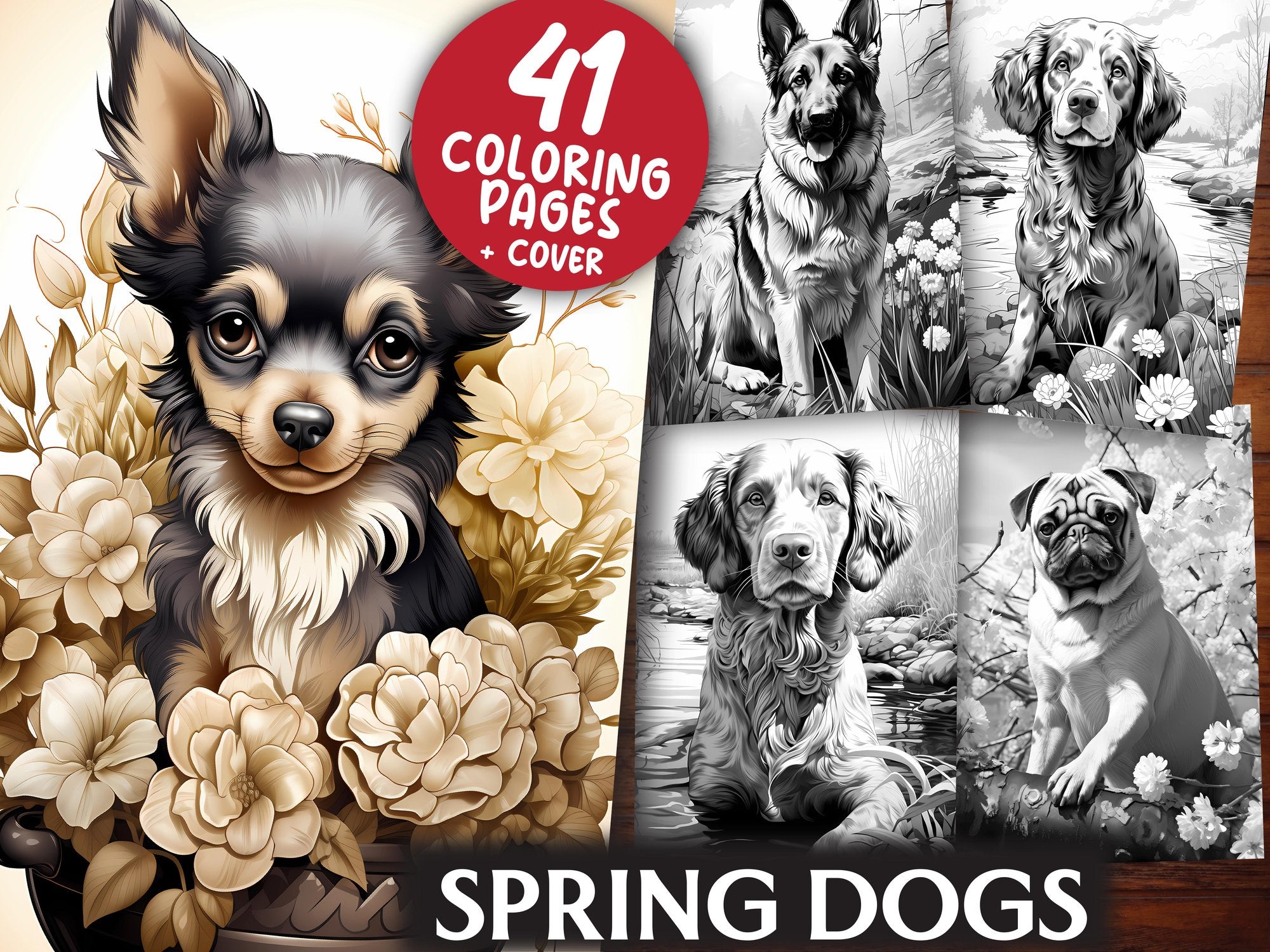 Spring Dogs Coloring Books - CraftNest