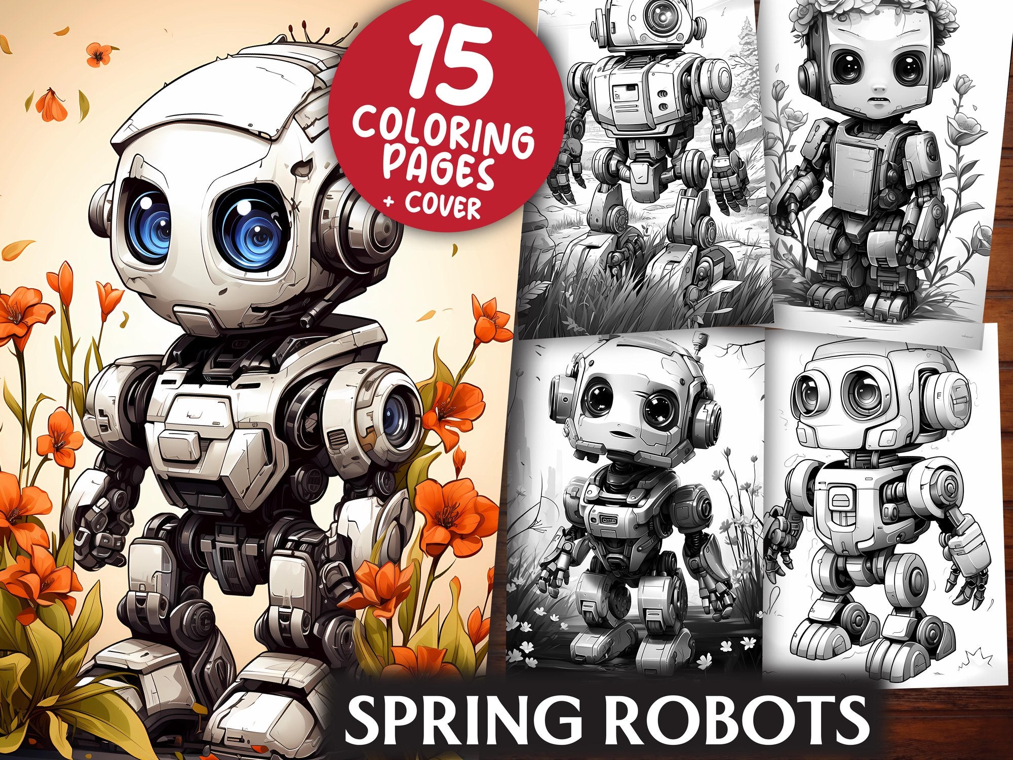 Spring Robots Coloring Books - CraftNest