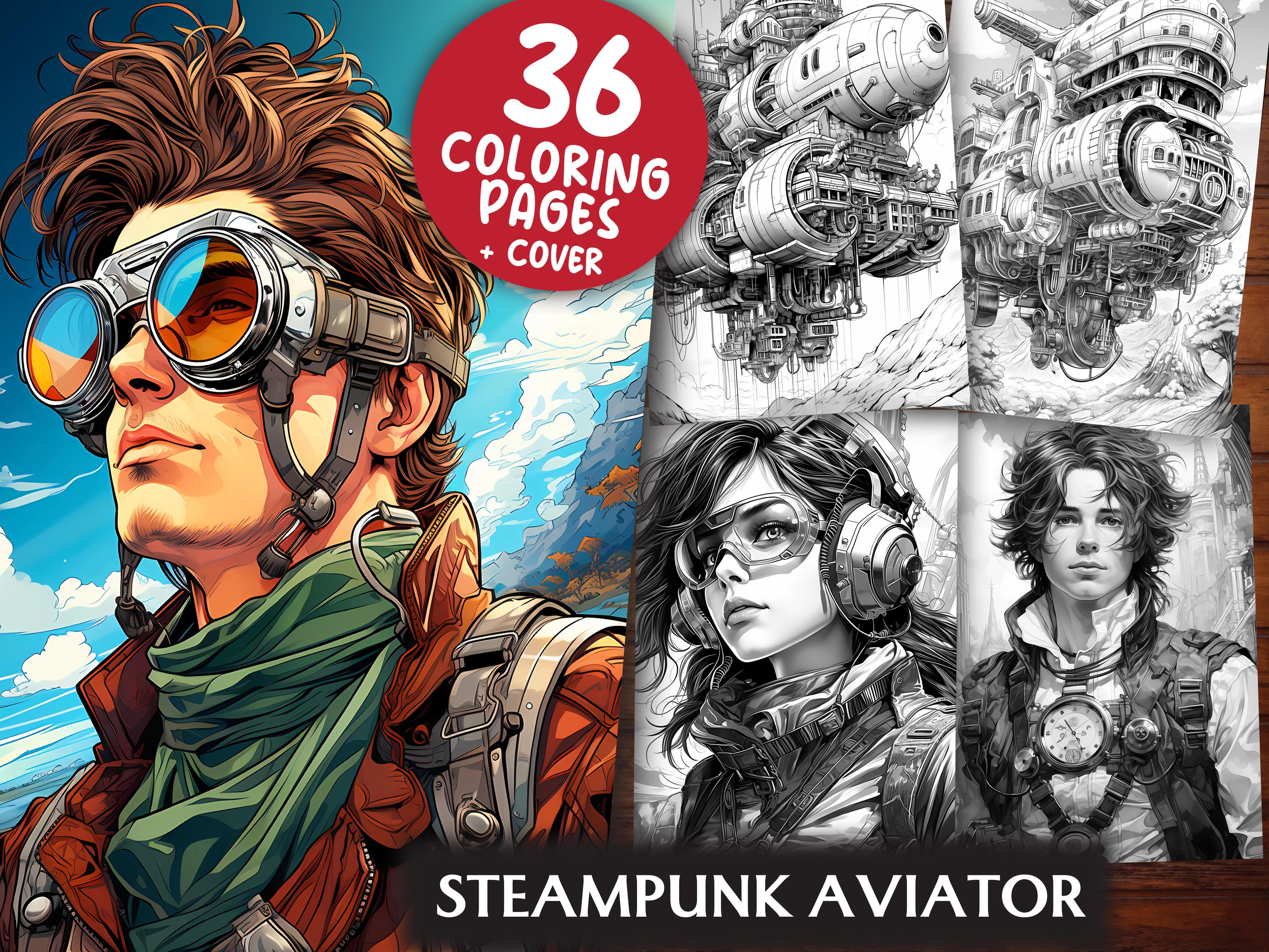 Steampunk Aviator Coloring Books - CraftNest