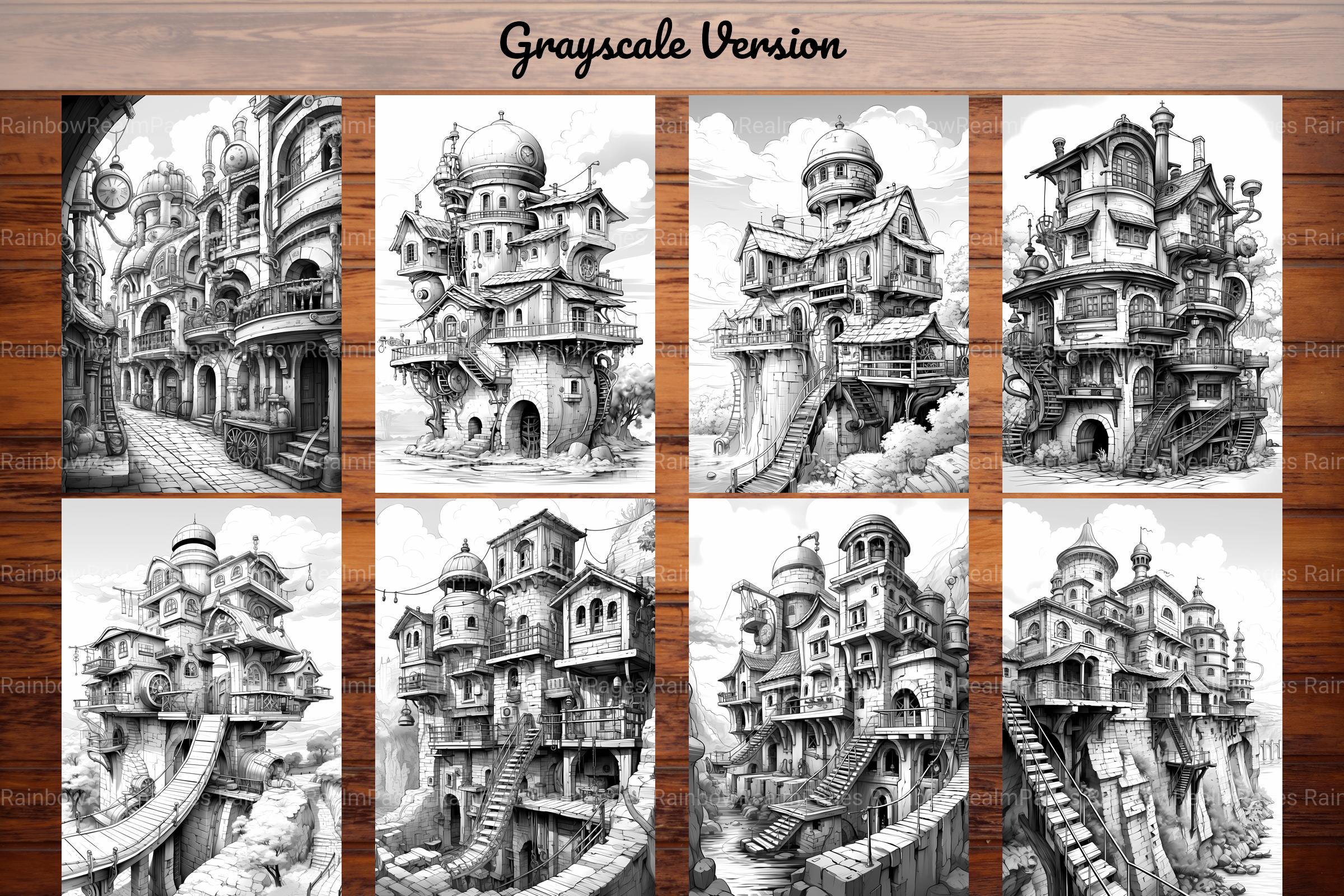 Steampunk Buildings Coloring Books - CraftNest