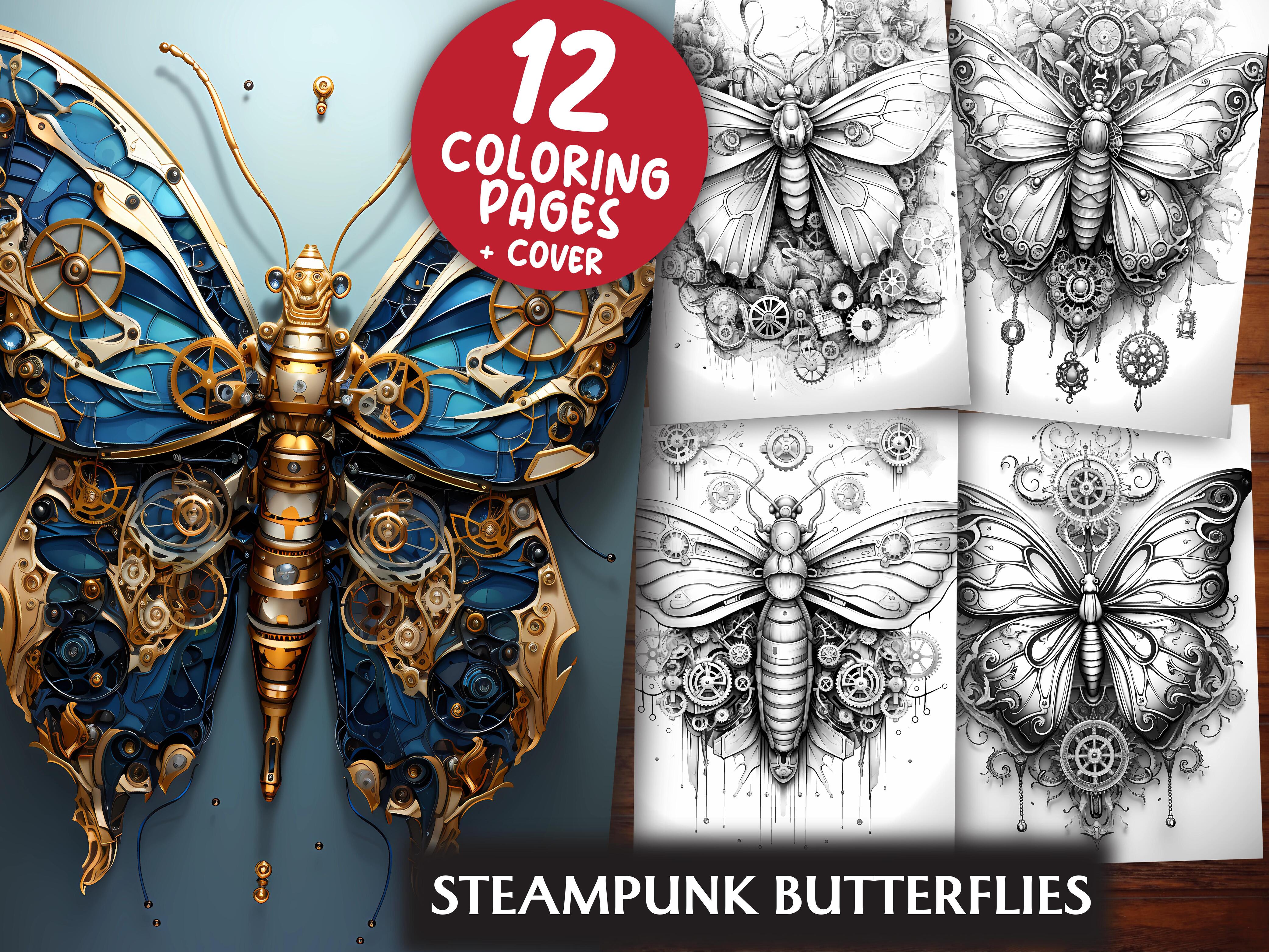 Steampunk Butterflies Coloring Books - CraftNest