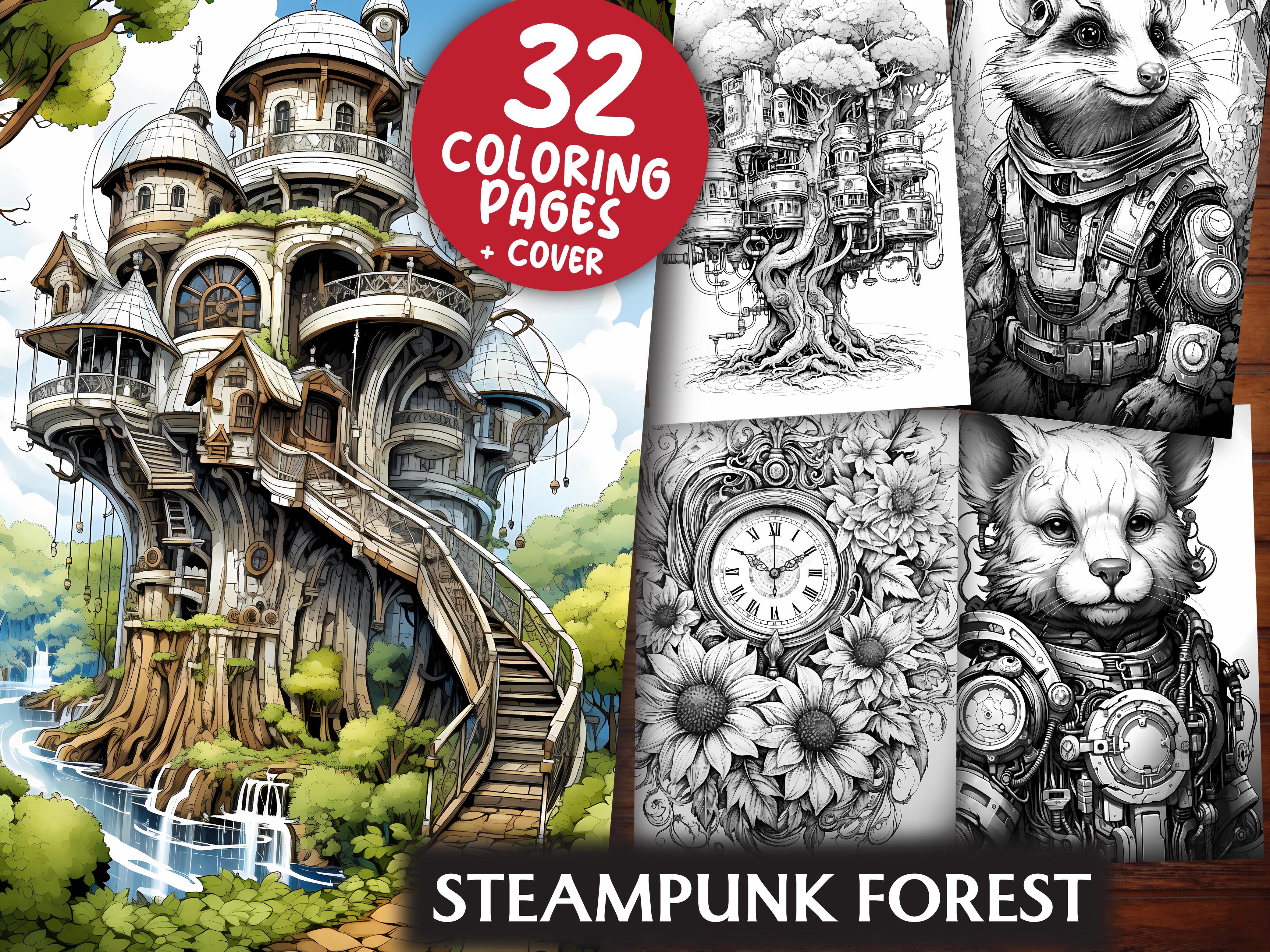 Steampunk Forest Coloring Books - CraftNest