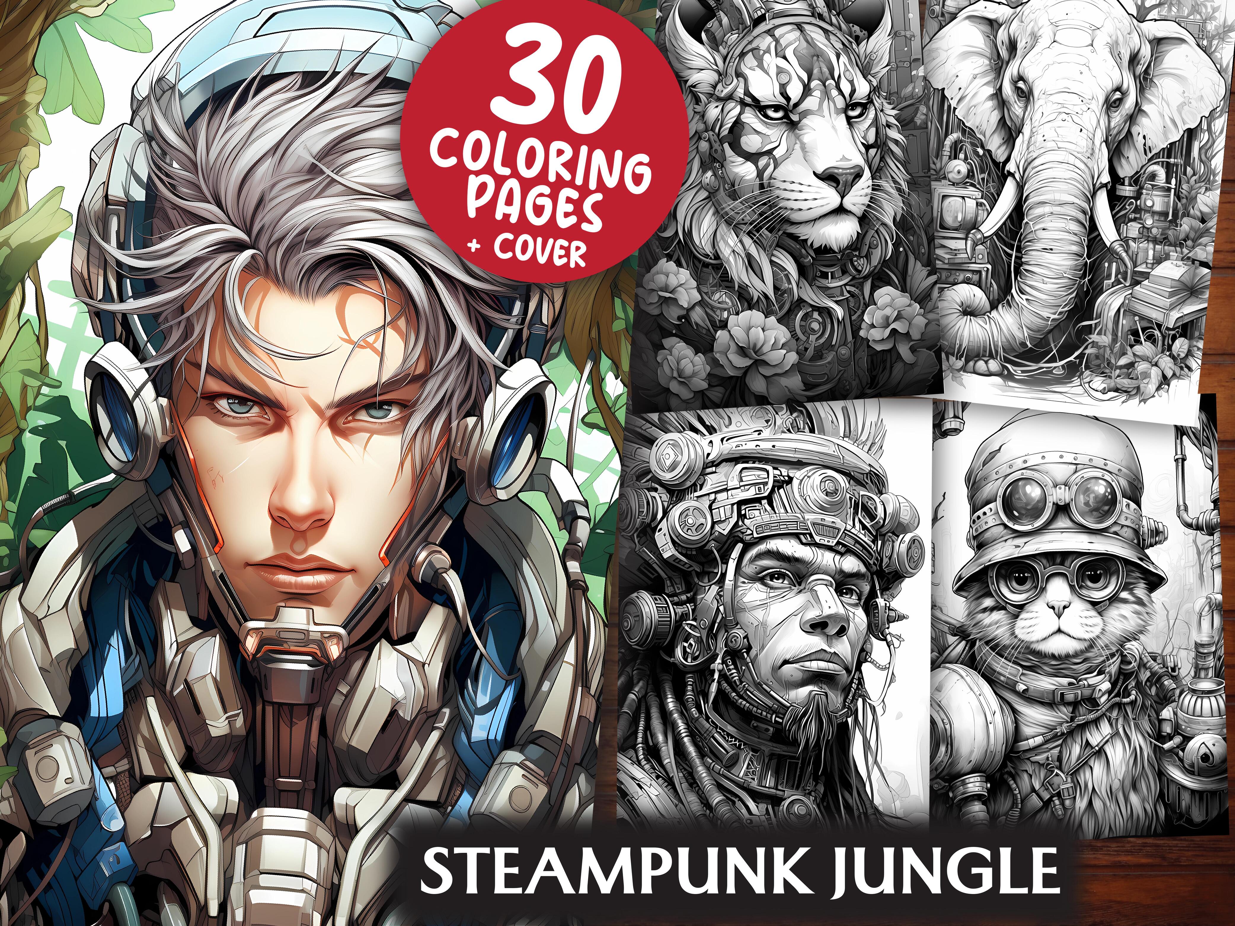 Steampunk Jungle Coloring Books - CraftNest