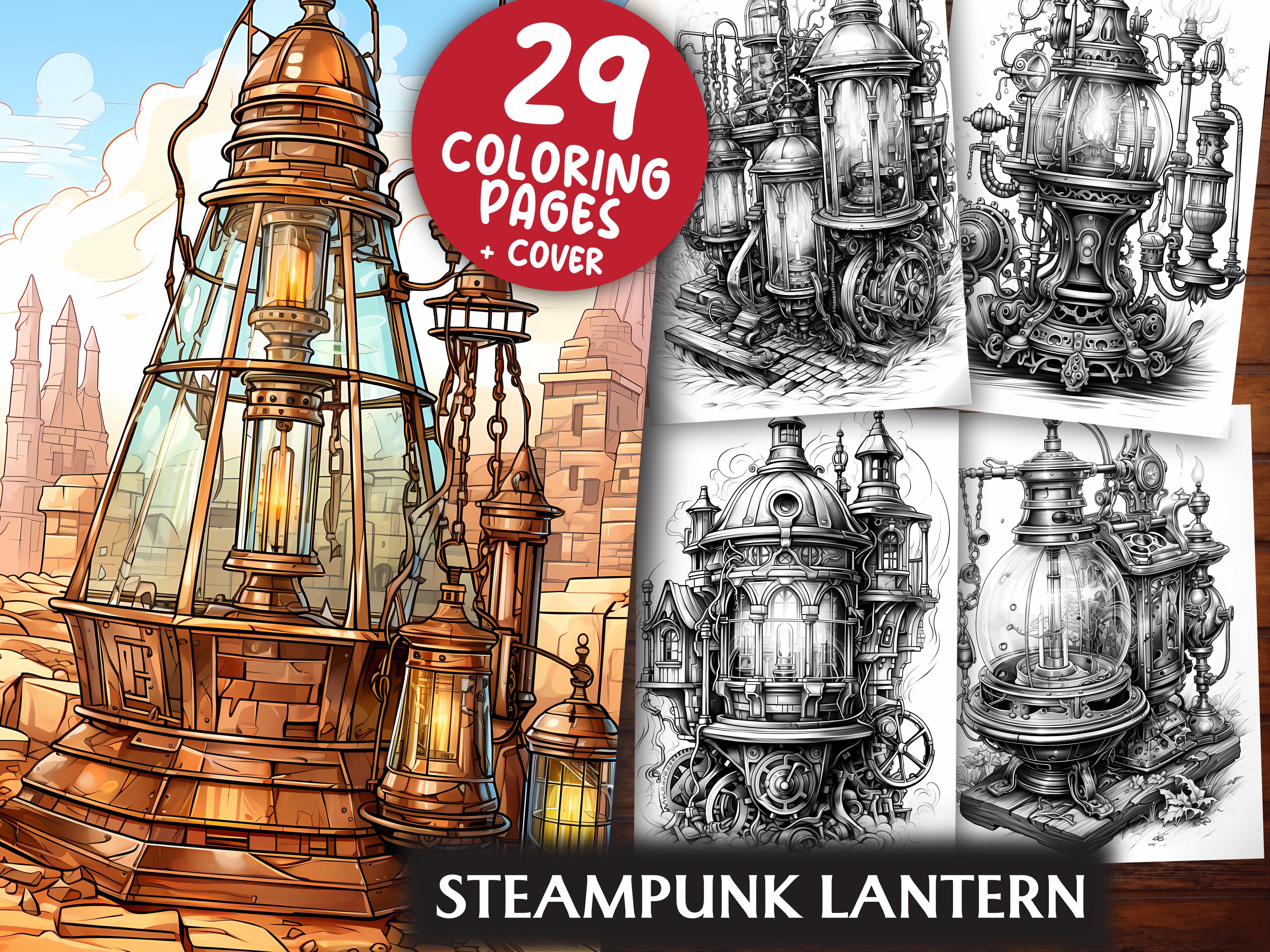 Steampunk Lantern Coloring Books - CraftNest