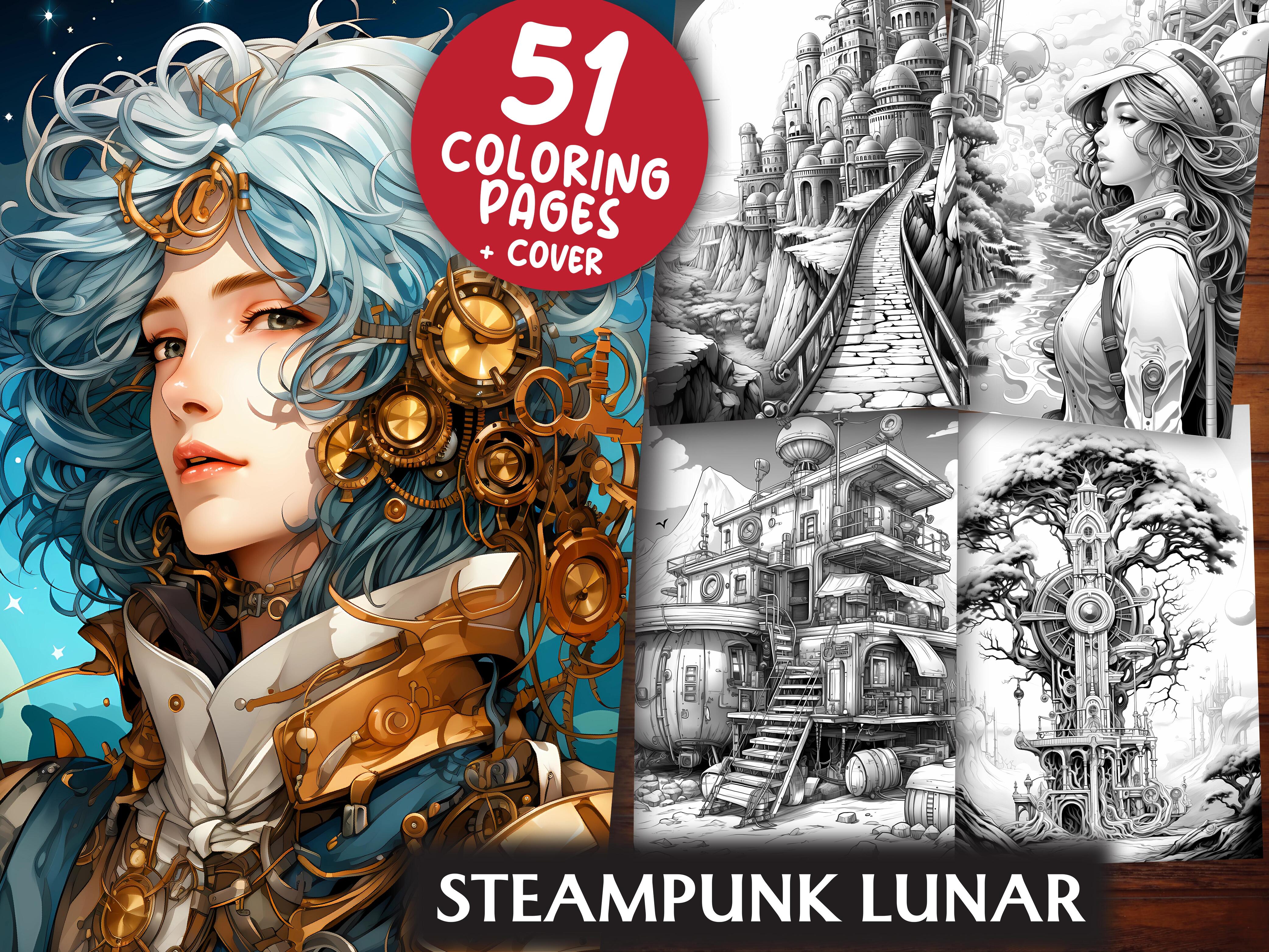 Steampunk Lunar Coloring Books - CraftNest