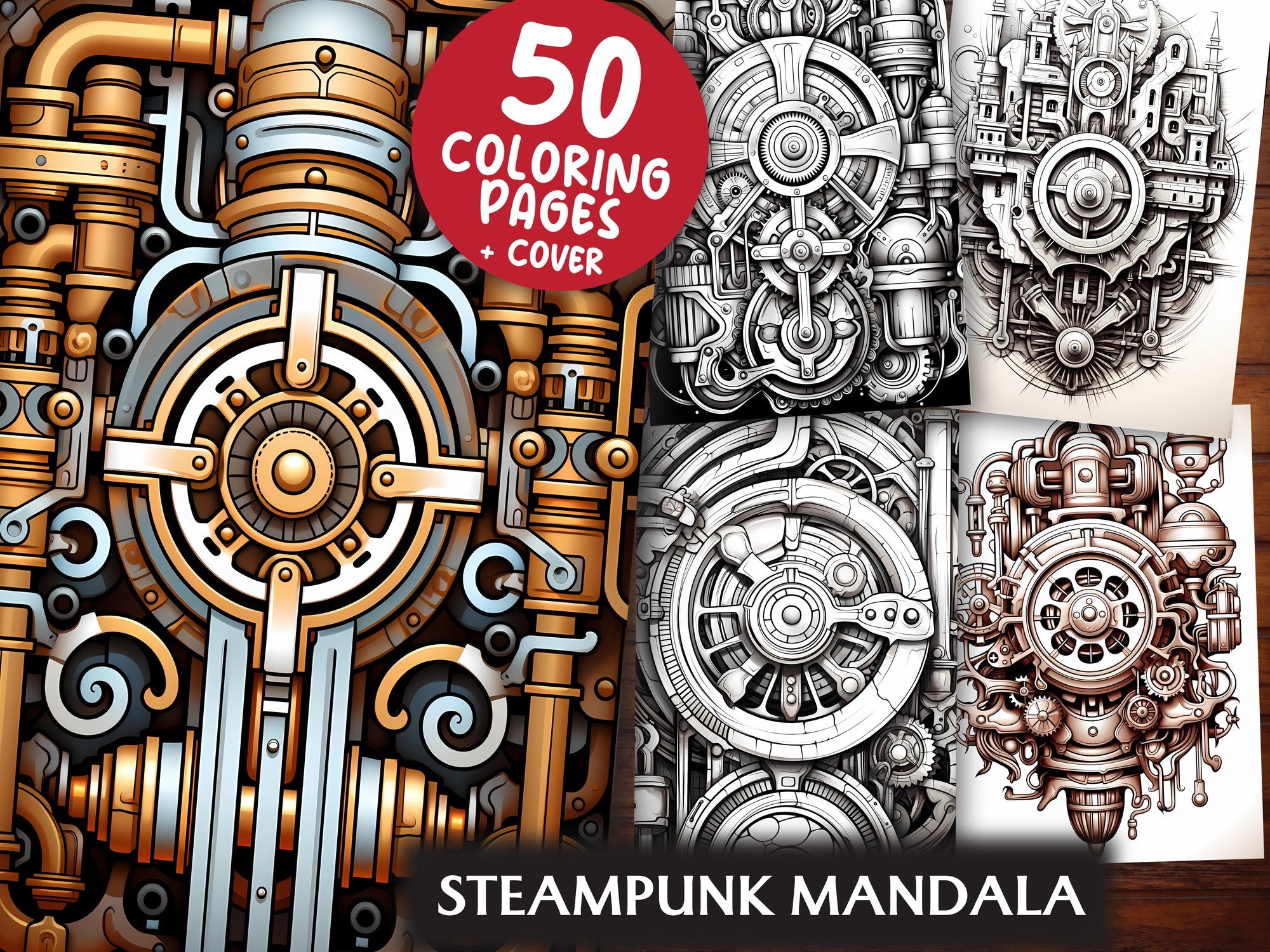 Steampunk Mandala Coloring Books - CraftNest