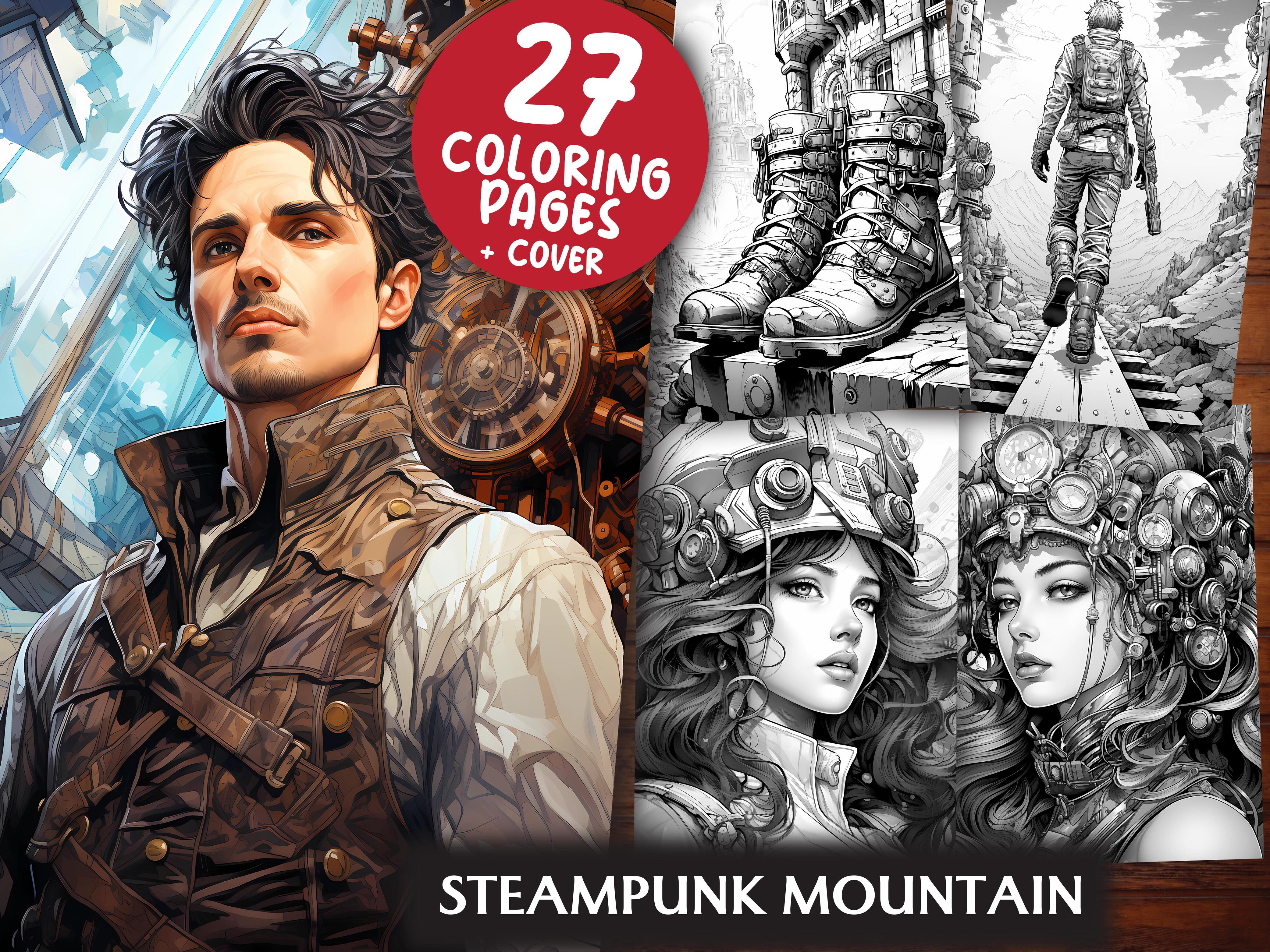 Steampunk Mountain Coloring Books - CraftNest
