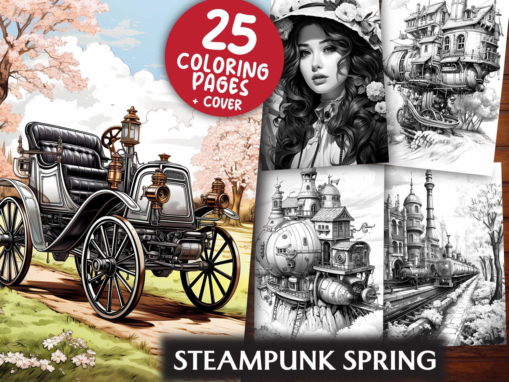 Steampunk Spring Coloring Books - CraftNest