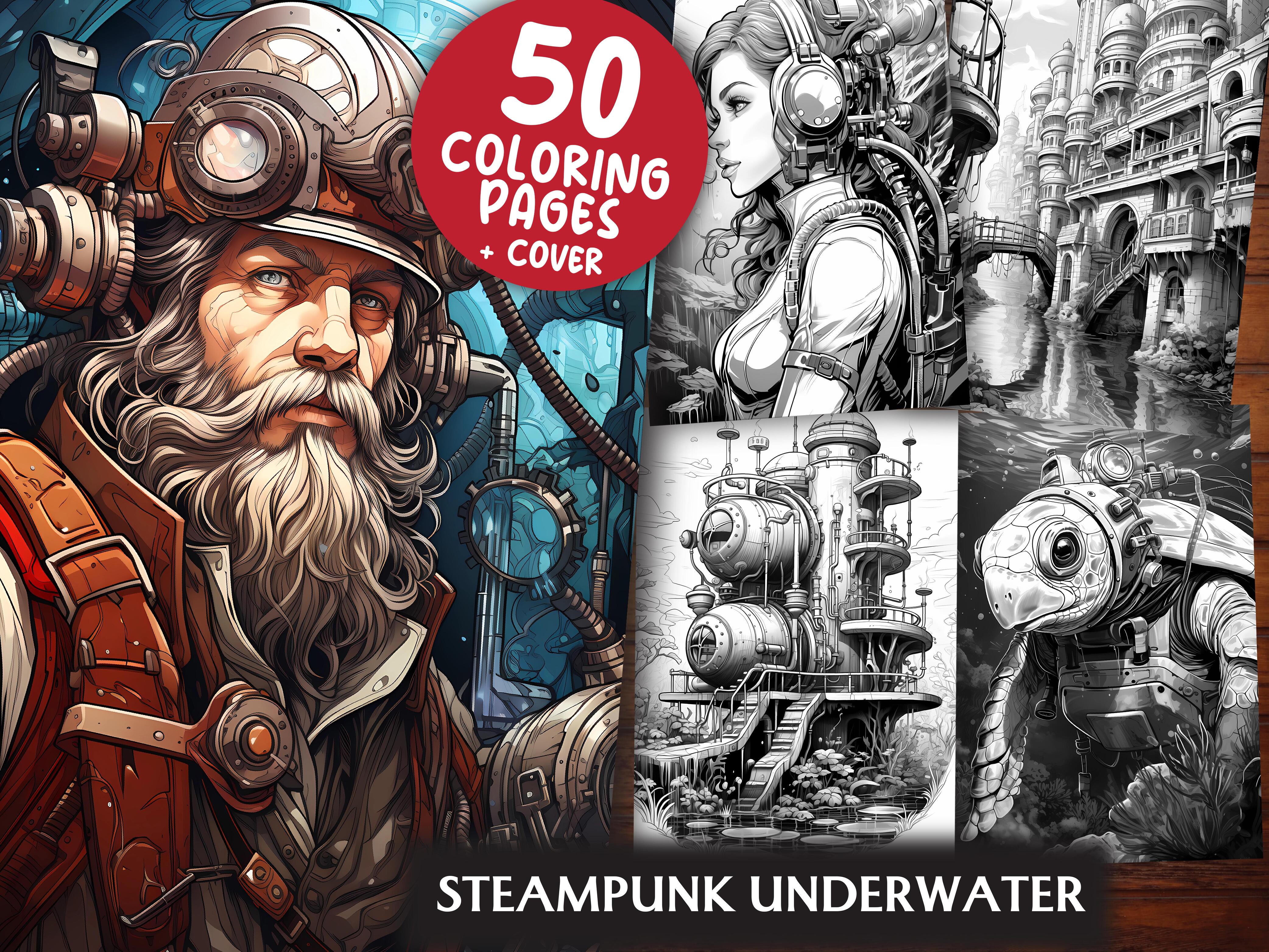 Steampunk Underwater Coloring Books - CraftNest
