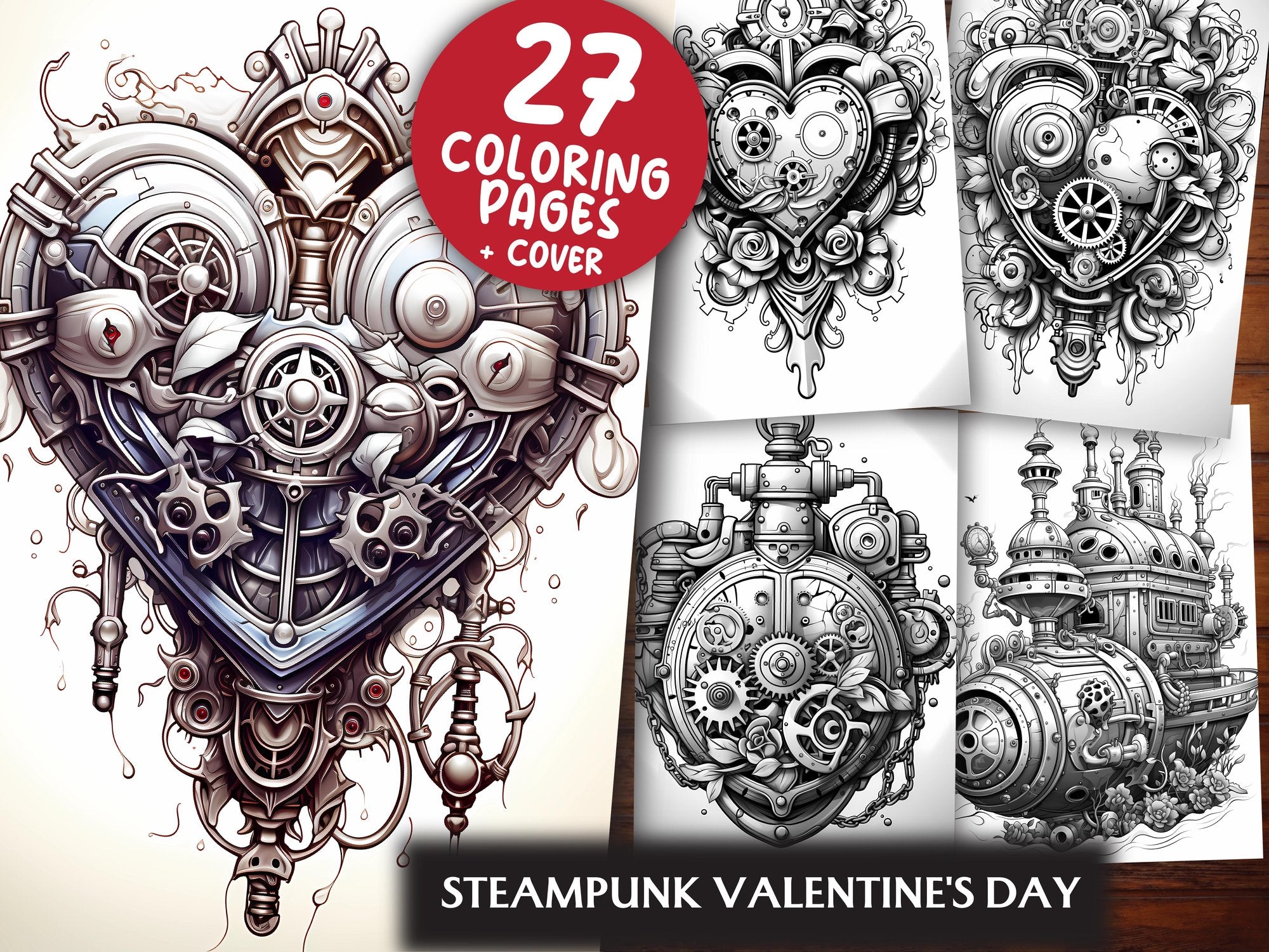Steampunk Valentines Day Coloring Books - CraftNest