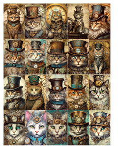 Steampunk Cats Junk Journal Pages - CraftNest
