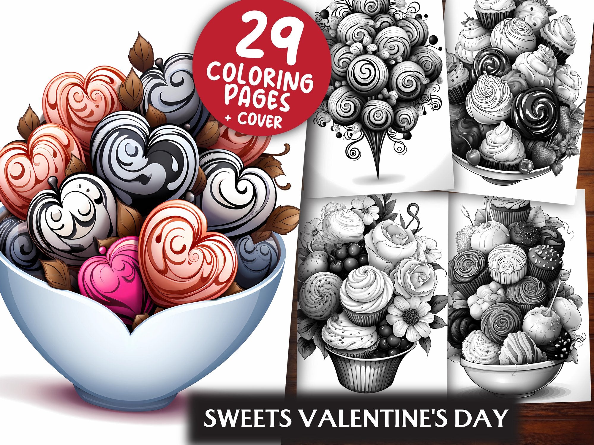 Sweets Valentines Day Coloring Books - CraftNest