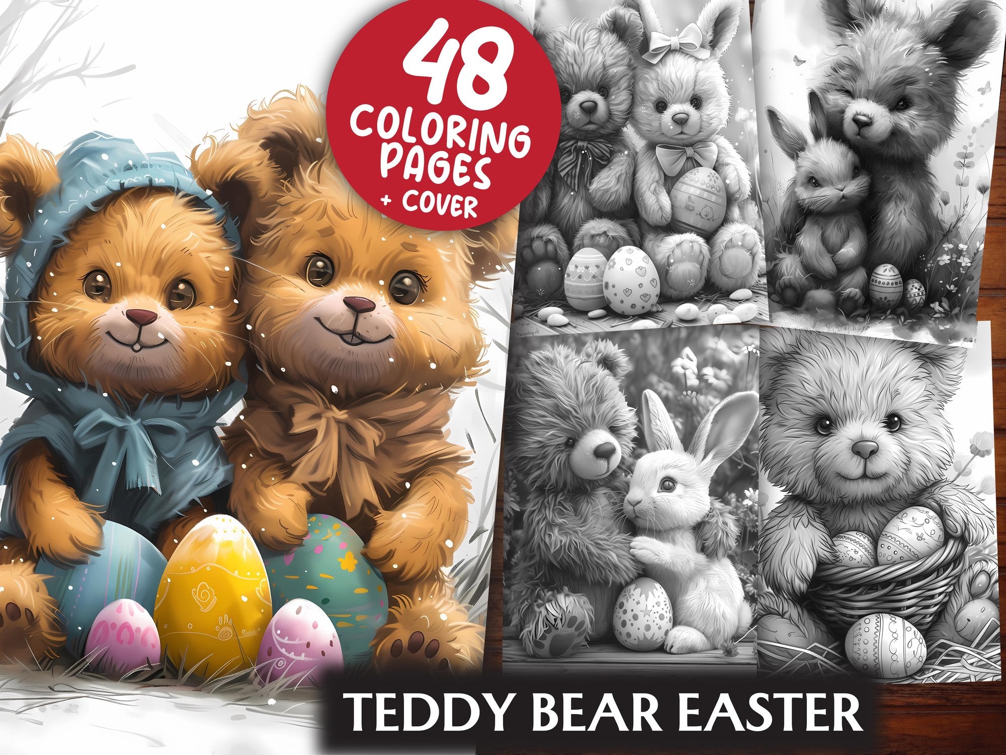Teddy Bear Easter Coloring Books - CraftNest