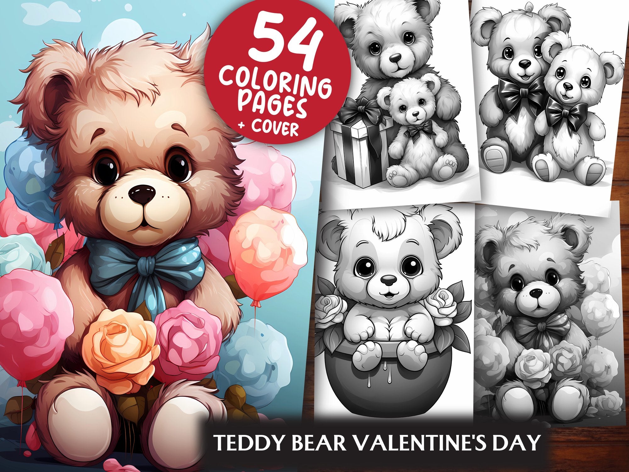 Teddy Bear Valentines Day Coloring Books - CraftNest