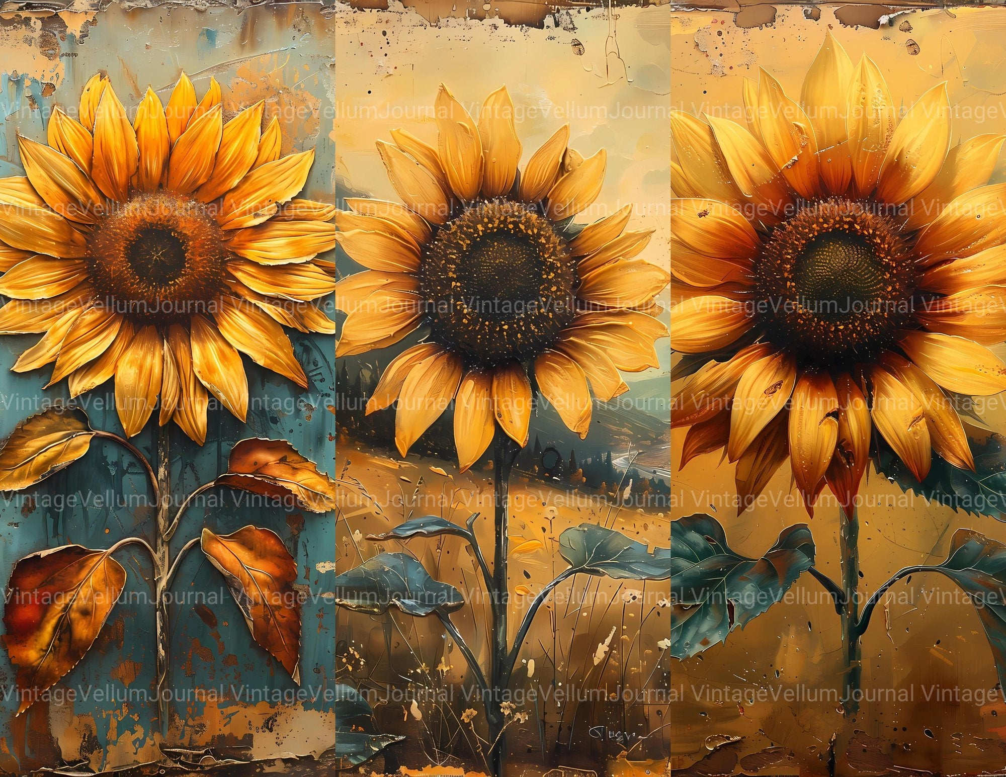Sunflowers Flowers Junk Journal Pages - CraftNest