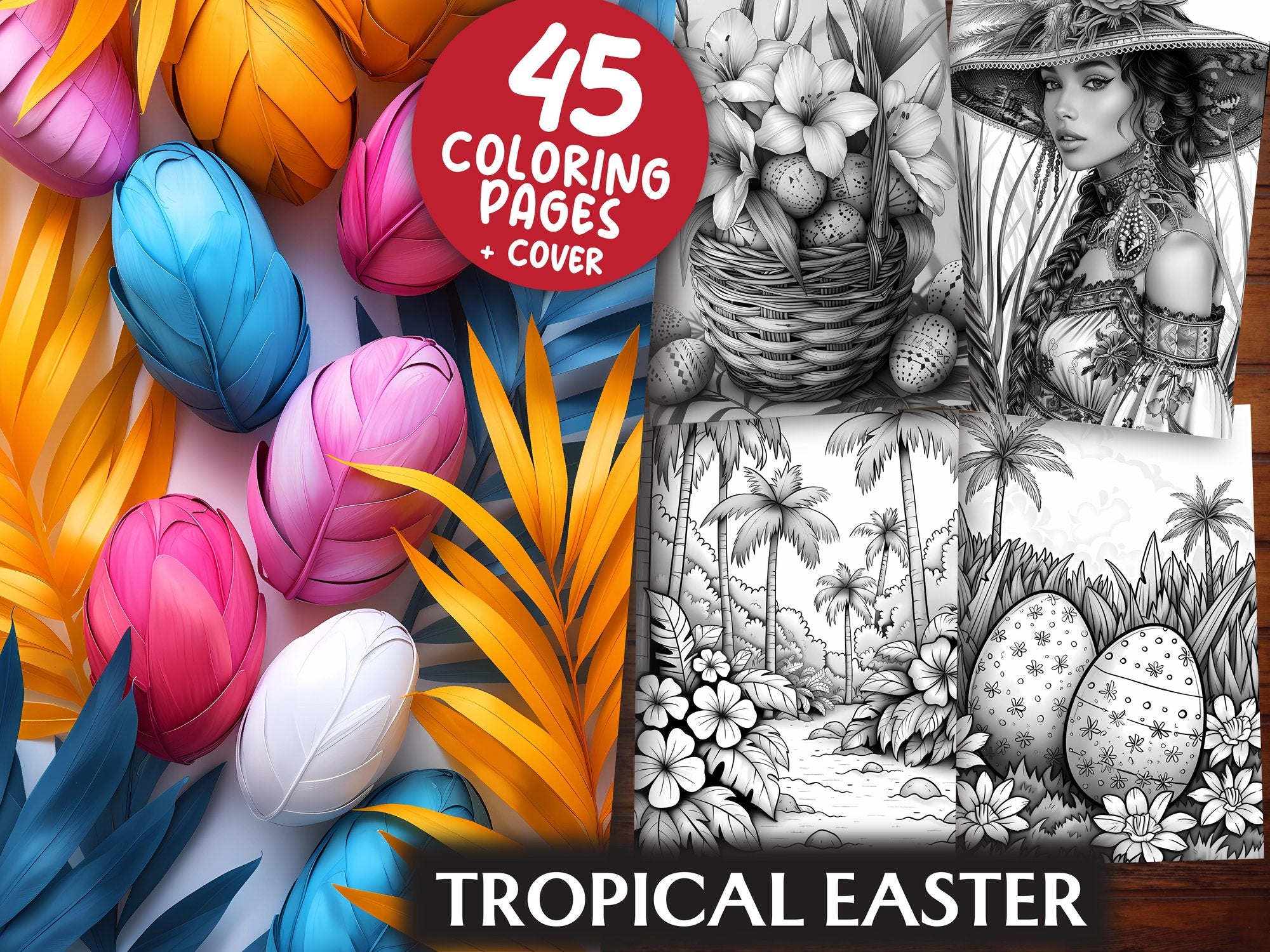 Tropical Easter Coloring Books - CraftNest
