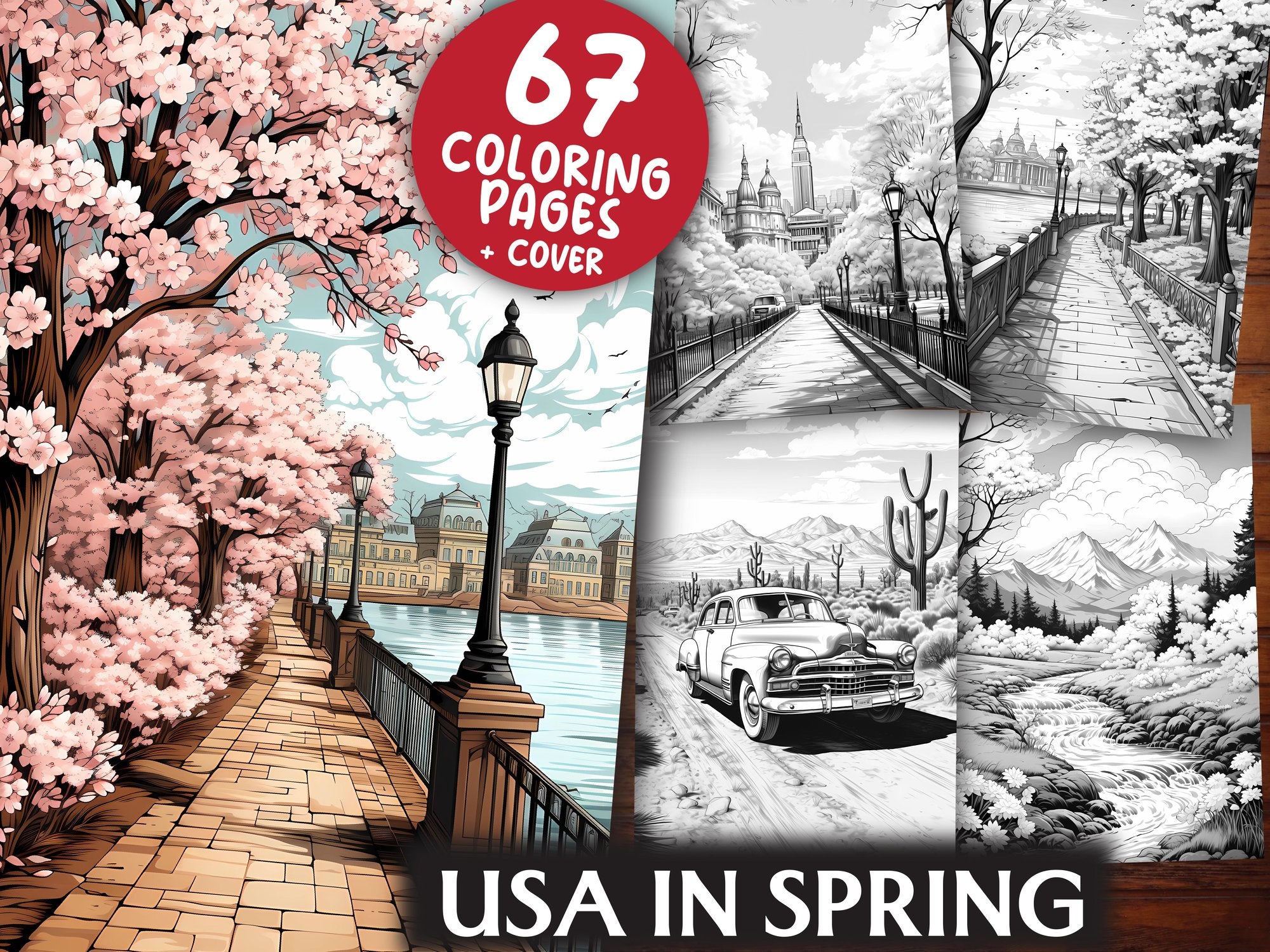 USA in Spring Coloring Books - CraftNest