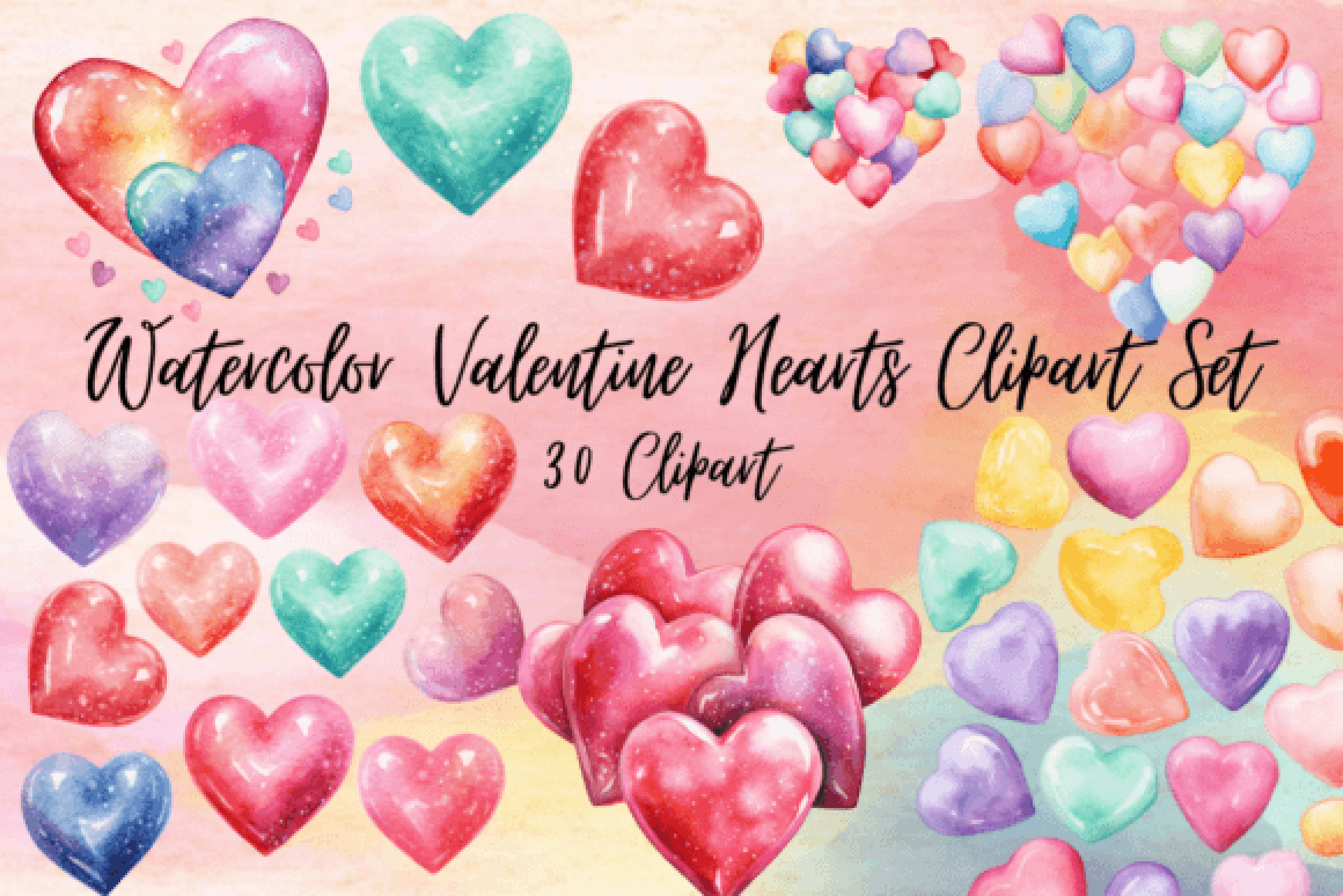 Valentine Hearts Clipart Set