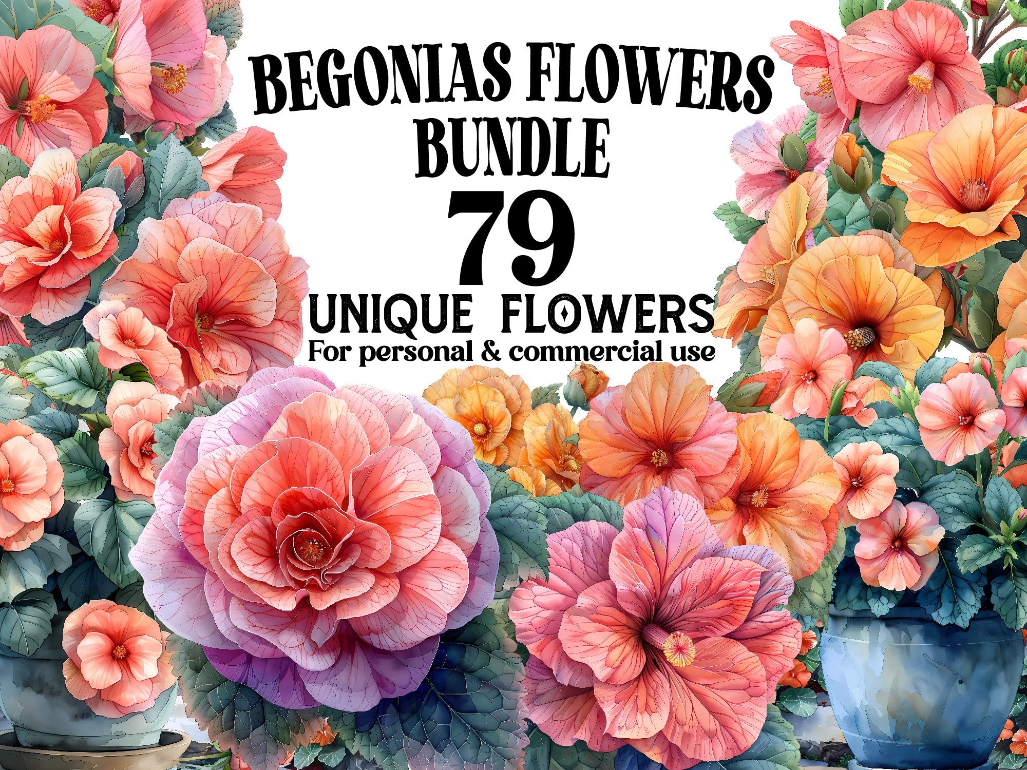 Begonias Flowers Clipart