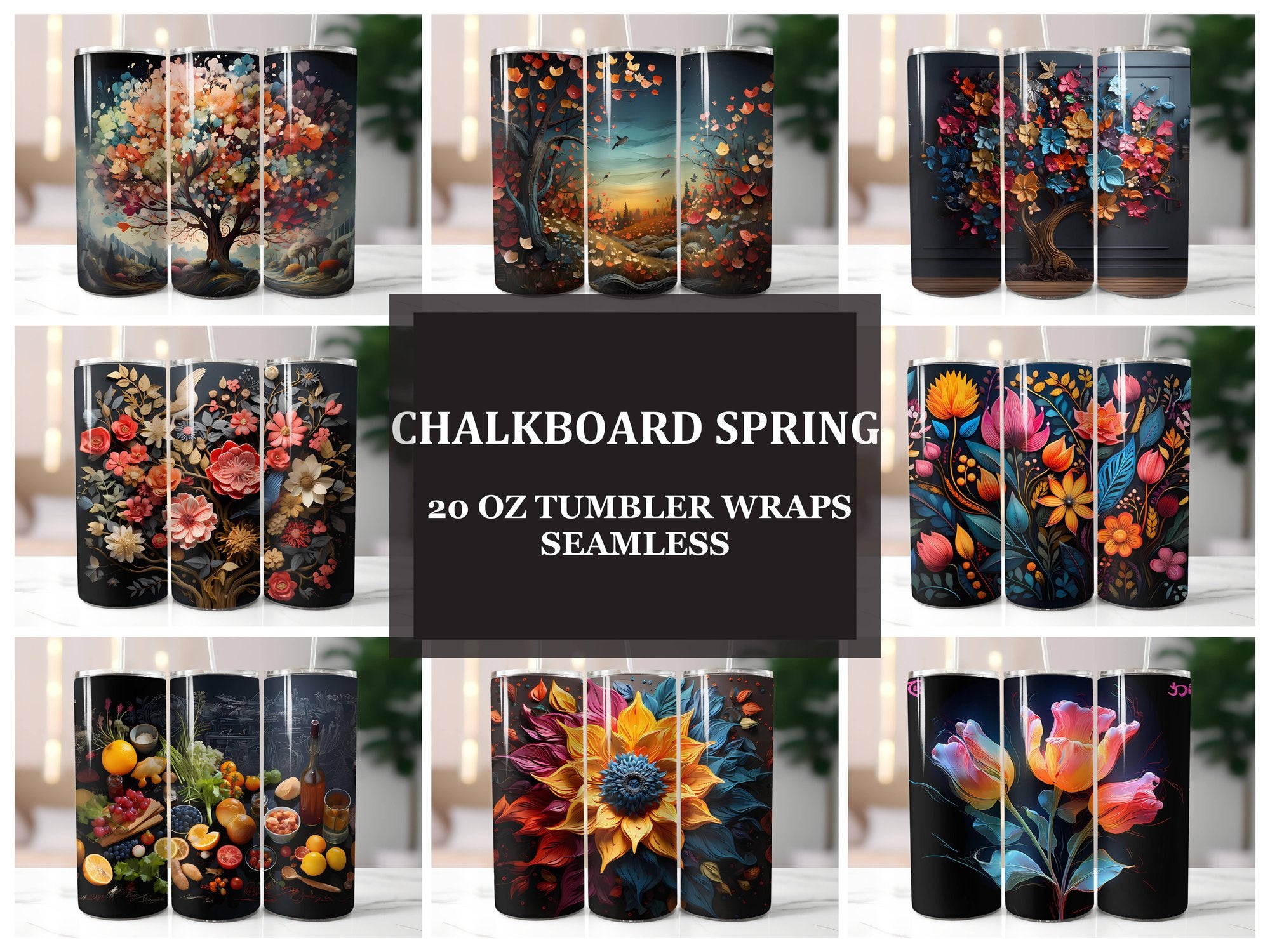 Chalkboard Spring 4 Tumbler Wrap - CraftNest