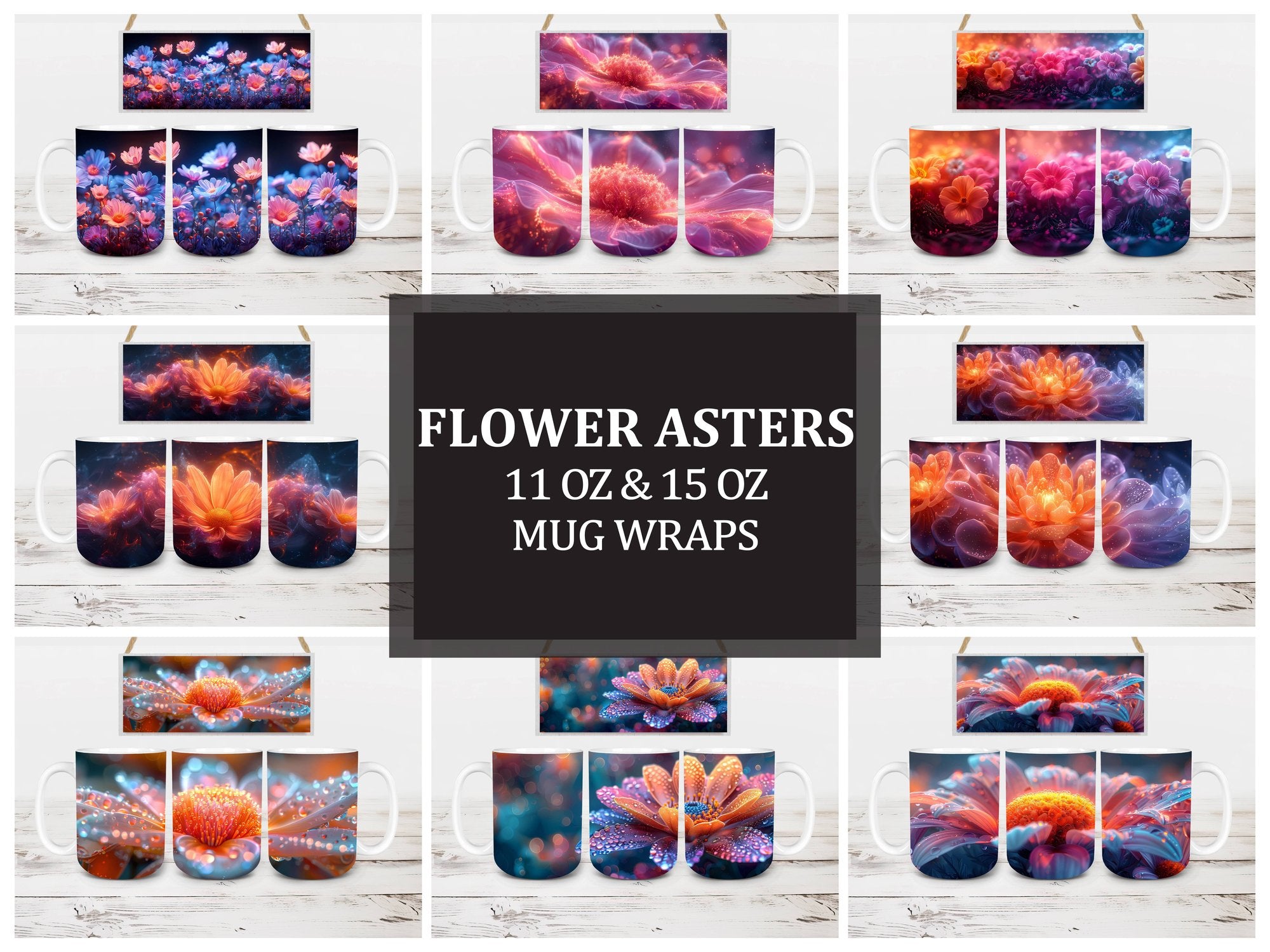 Flower Asters 4 Mug Wrap - CraftNest