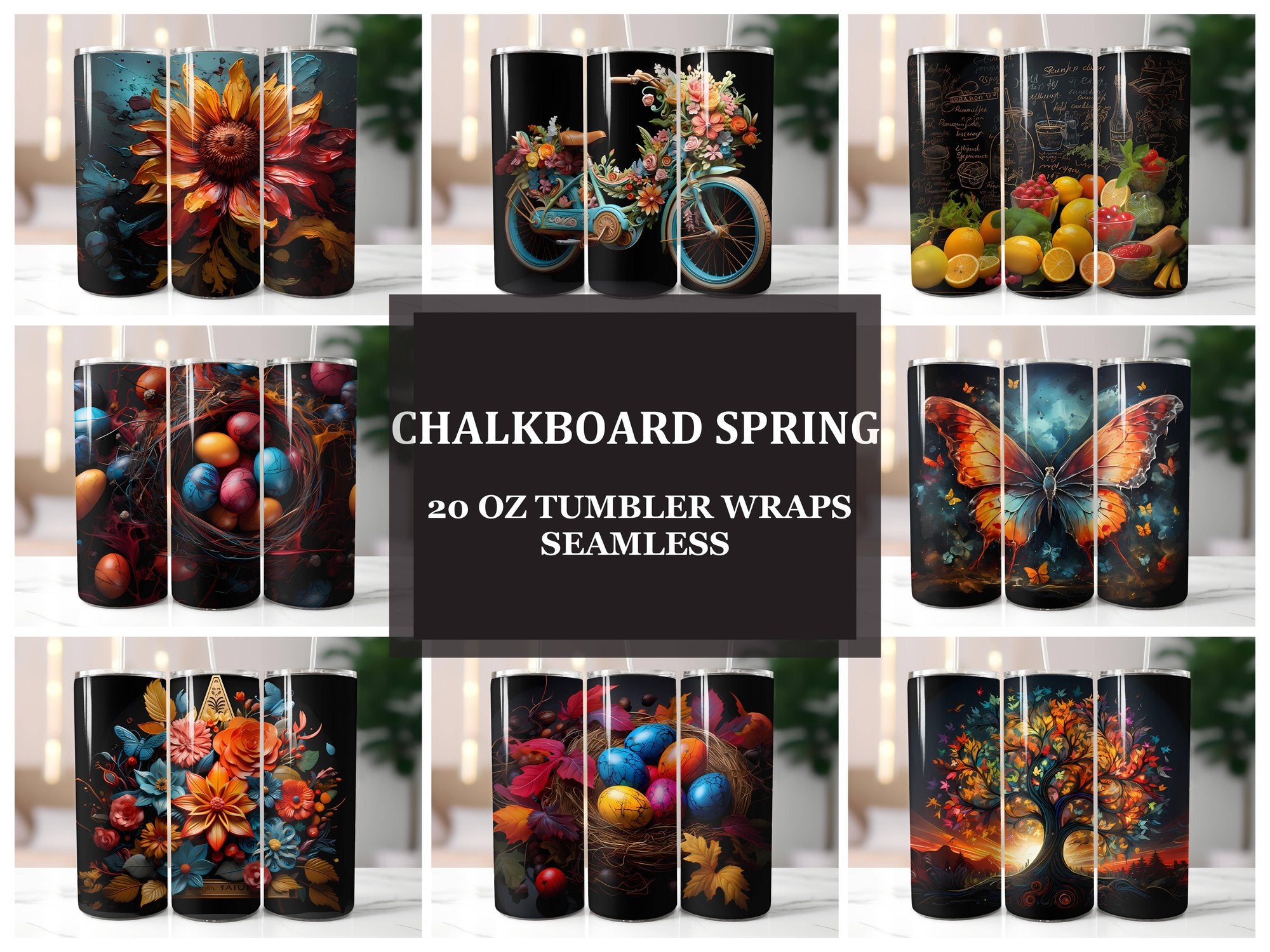 Chalkboard Spring 6 Tumbler Wrap - CraftNest