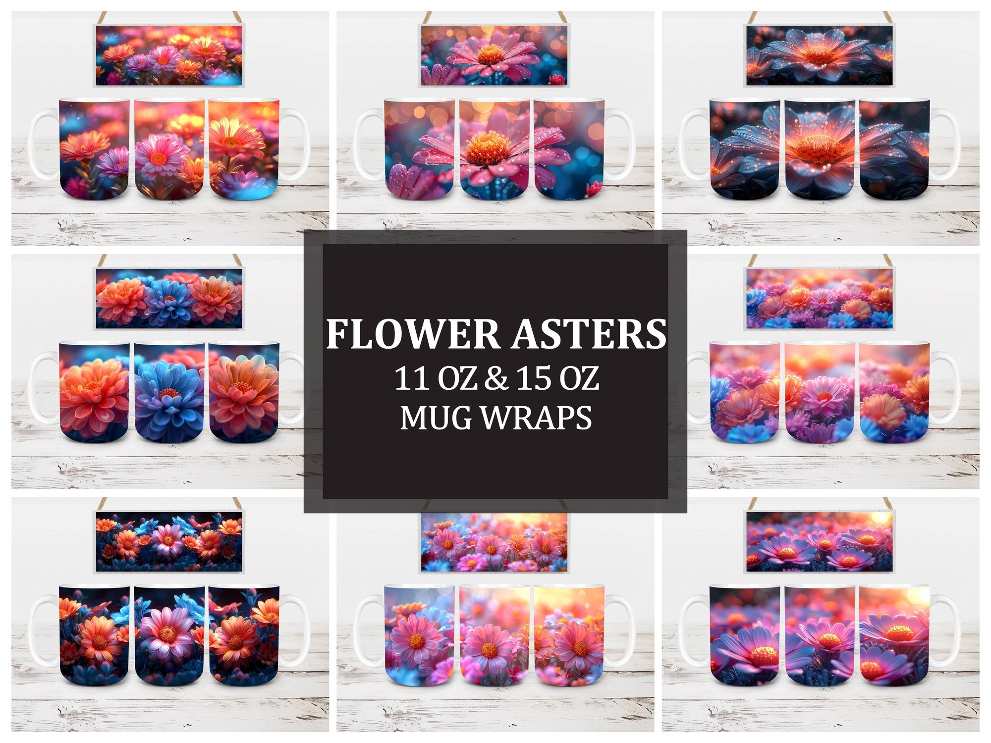 Flower Asters 1 Mug Wrap - CraftNest