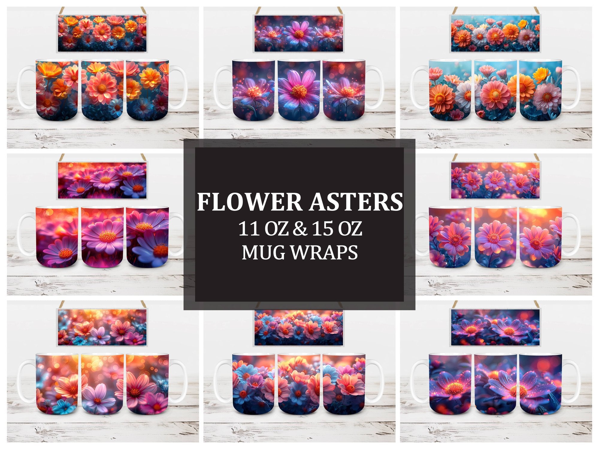 Flower Asters 5 Mug Wrap - CraftNest