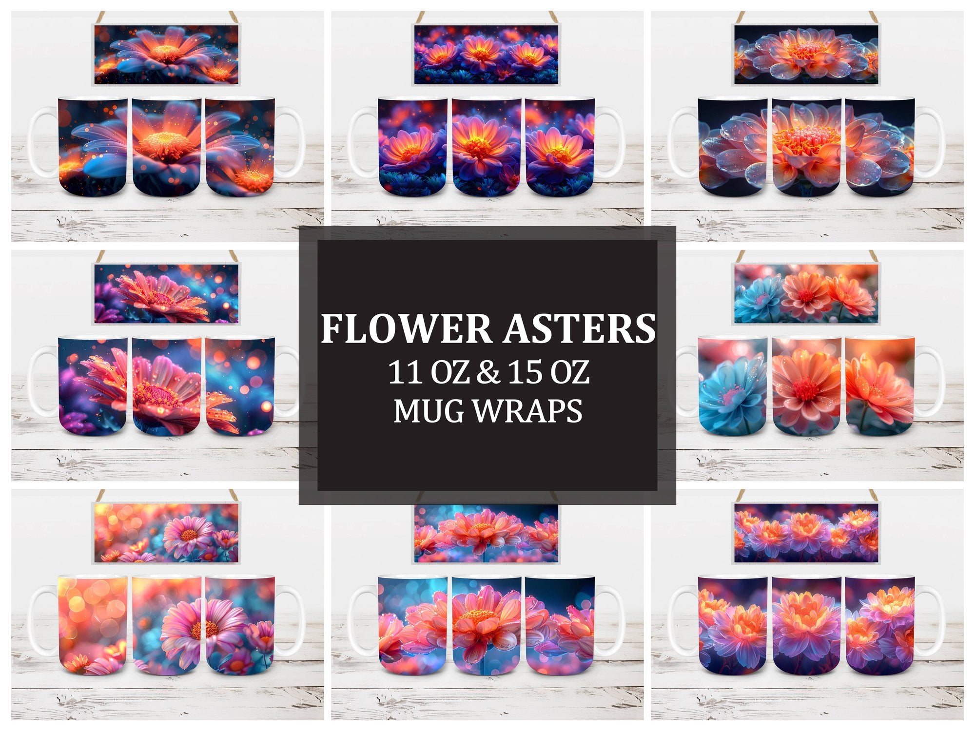 Flower Asters 6 Mug Wrap - CraftNest