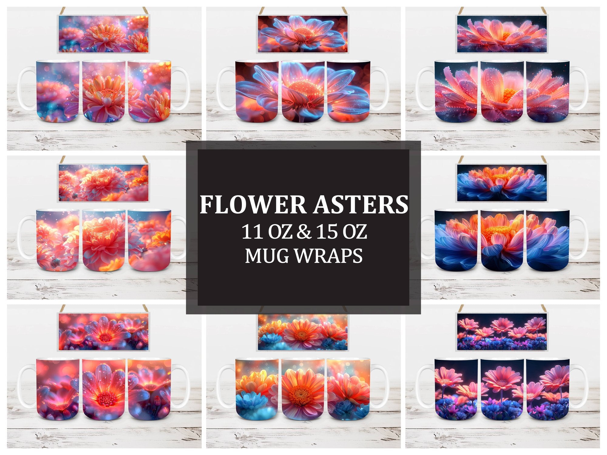 Flower Asters 3 Mug Wrap - CraftNest