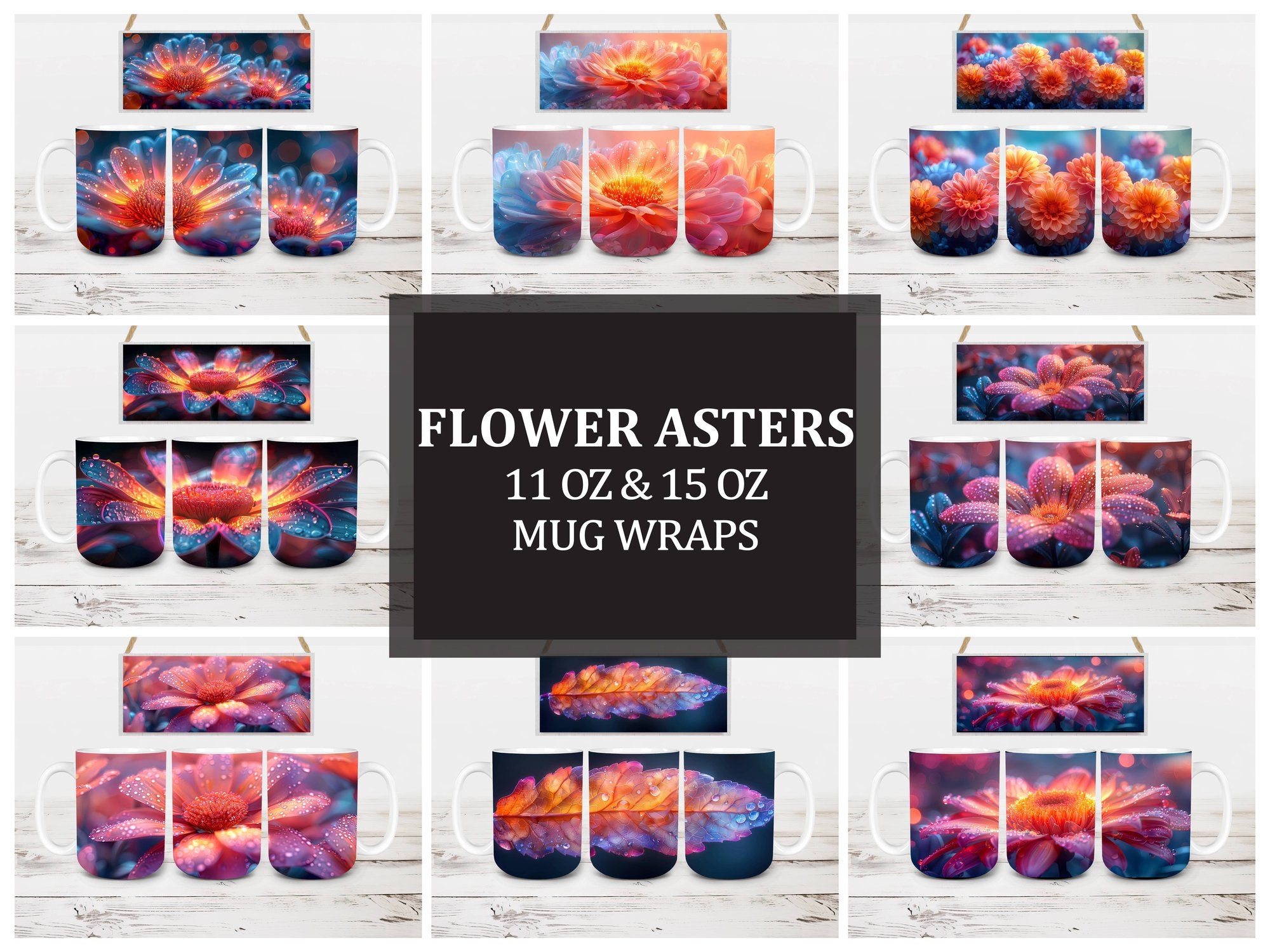 Flower Asters 7 Mug Wrap - CraftNest