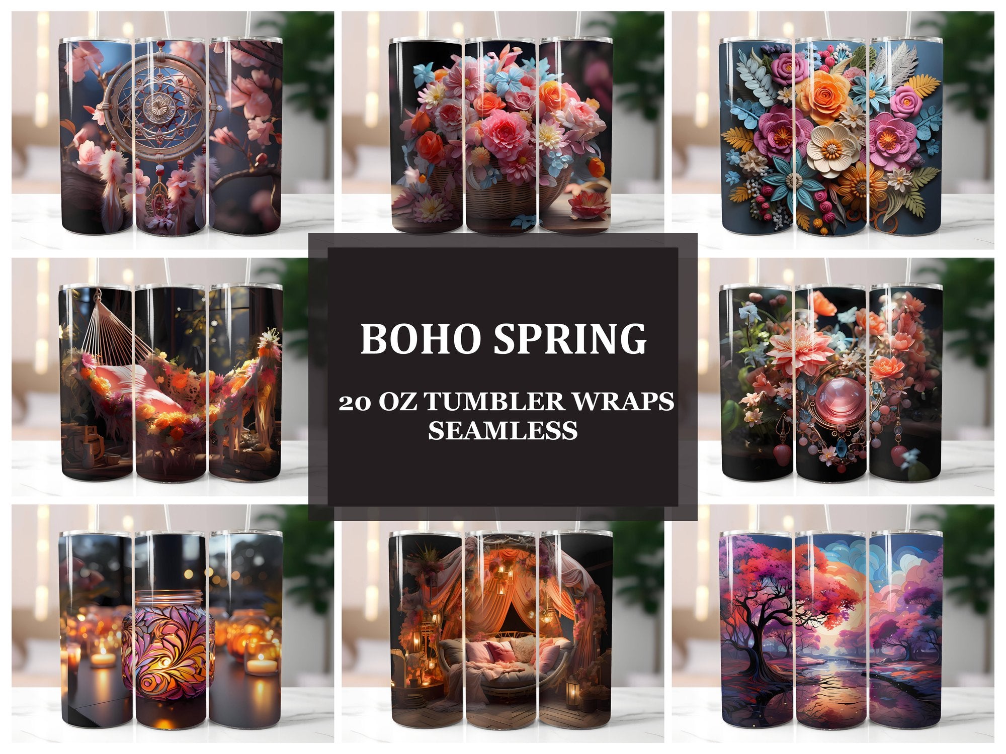 Boho Spring 2 Tumbler Wrap - CraftNest