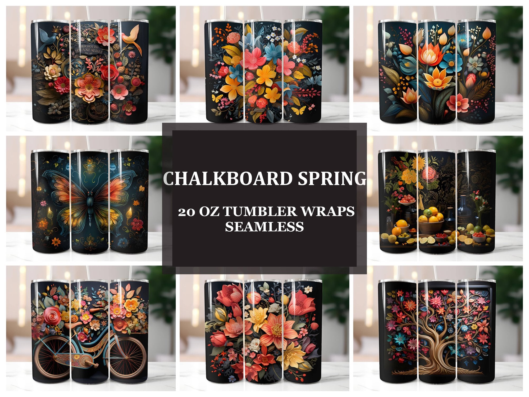 Chalkboard Spring 3 Tumbler Wrap - CraftNest