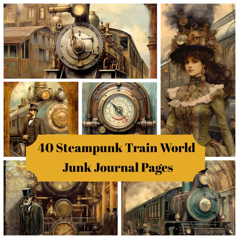 Steampunk Train World Junk Journal Pages - CraftNest