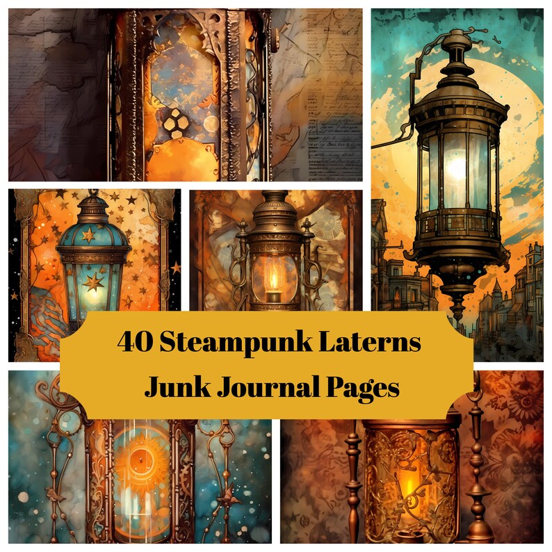 Steampunk Lanterns Junk Journal Pages - CraftNest