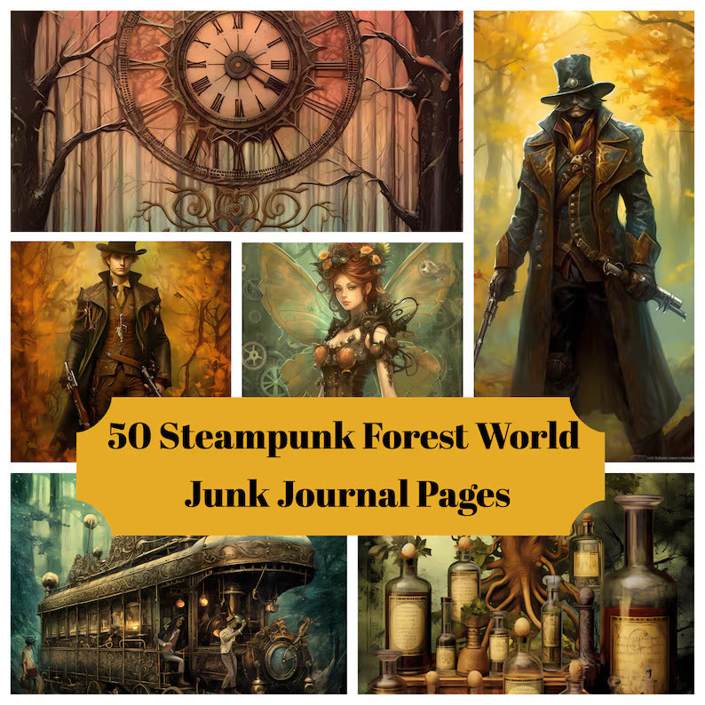 Steampunk Forest World Junk Journal Pages - CraftNest
