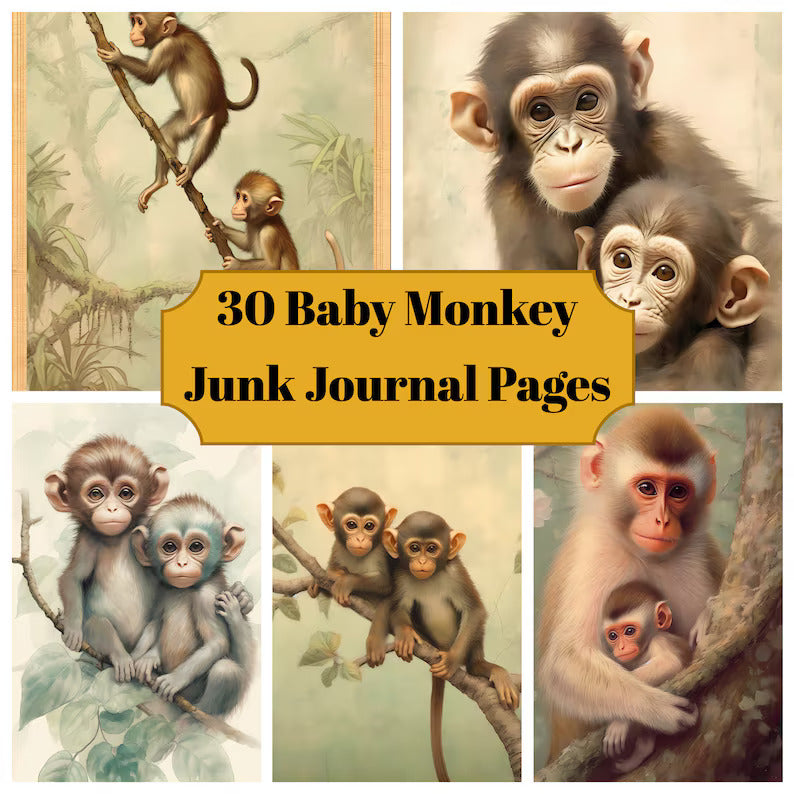 Baby Monkeys Junk Journal Pages - CraftNest