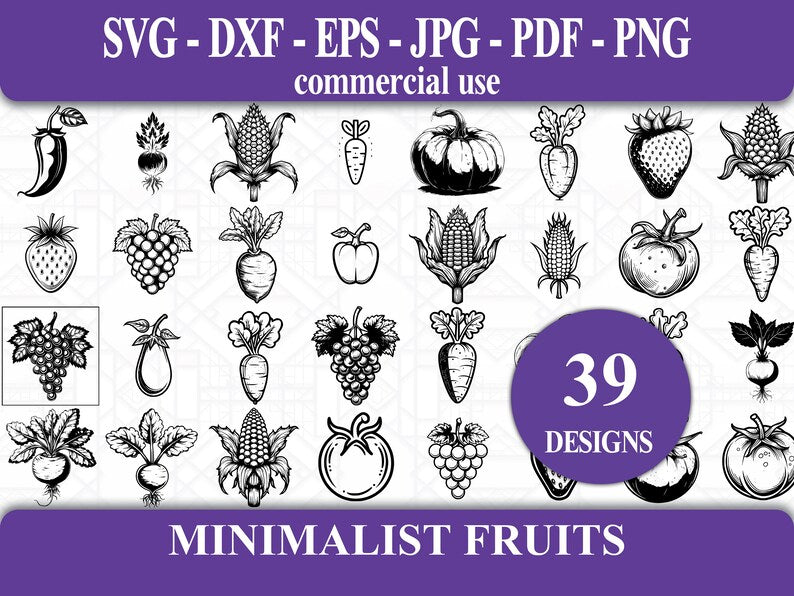 Minimalist Fruits SVG Bundle
