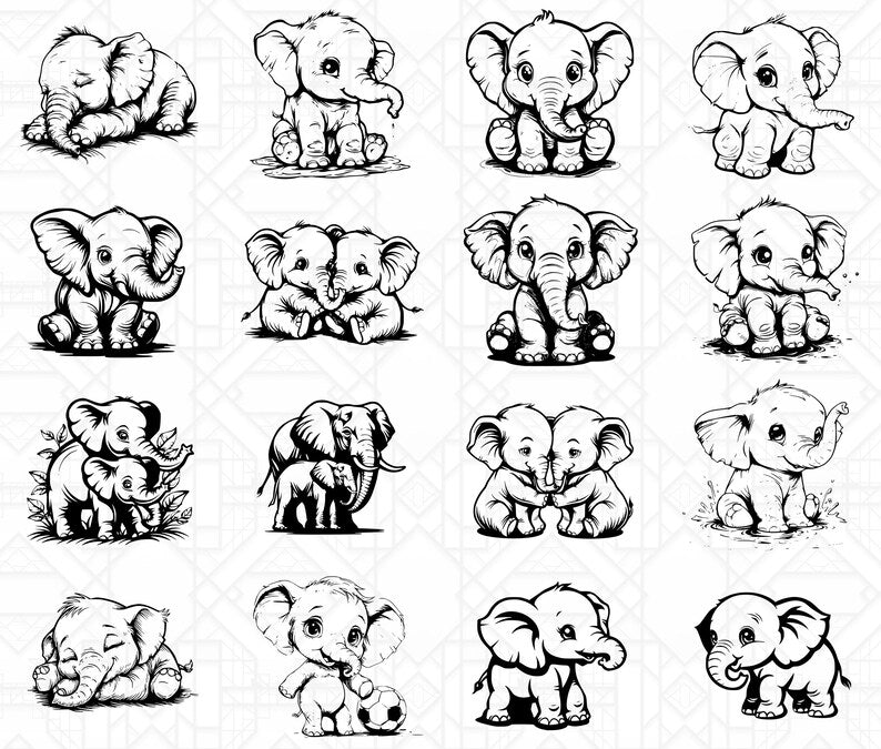 Baby Elephants SVG Bundle