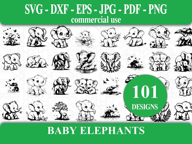 Baby Elephants SVG Bundle