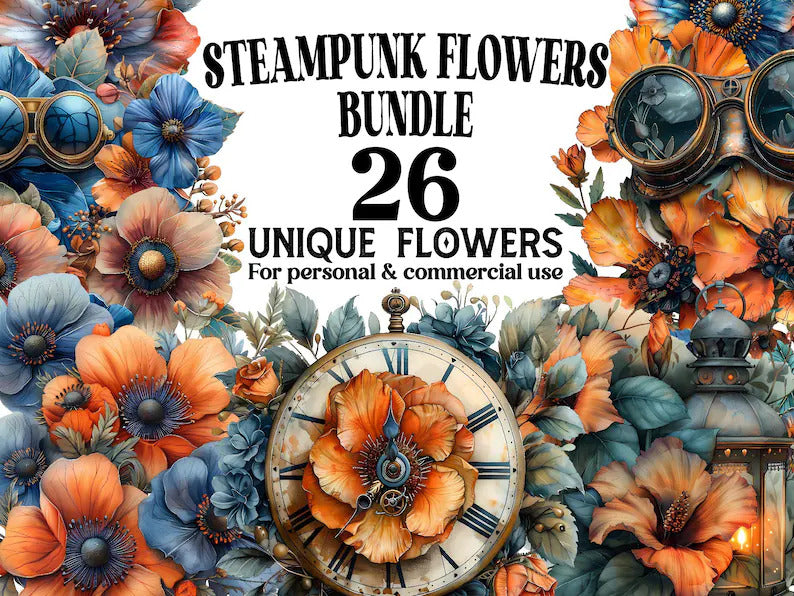 Steampunk Flowers Clipart