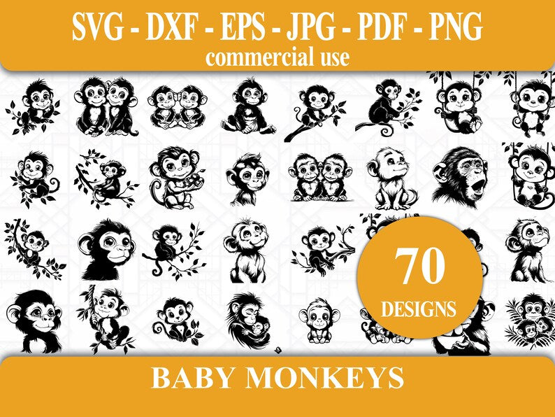 Baby Monkeys SVG Bundle