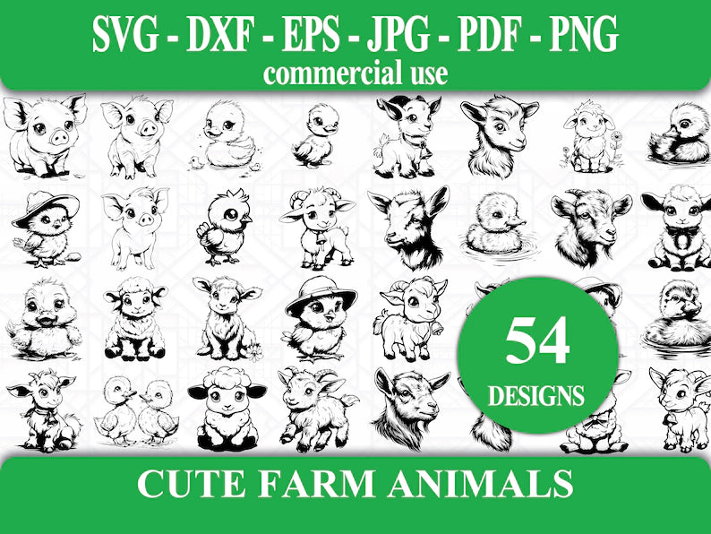 Cute Farm Animals SVG Bundle