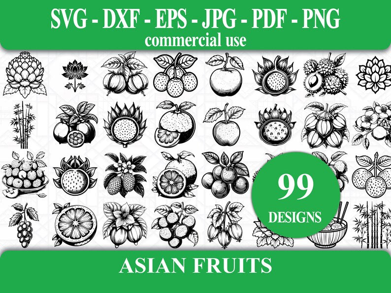 Asian Fruits SVG Bundle