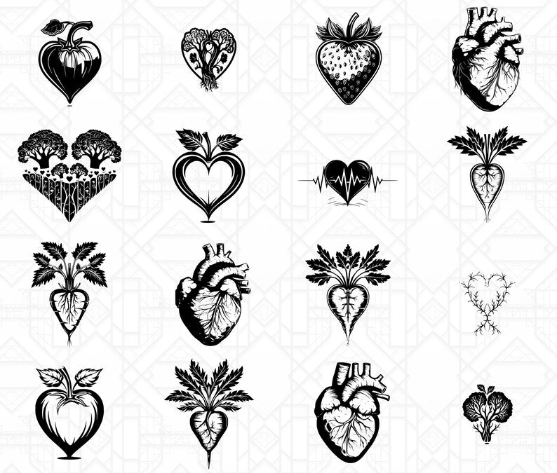 Heart-Shaped Fruits SVG Bundle