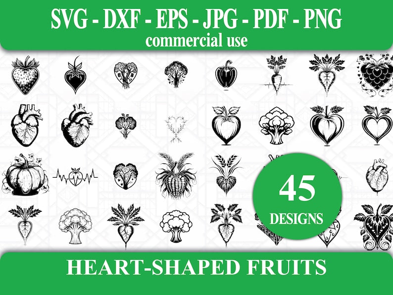 Heart-Shaped Fruits SVG Bundle