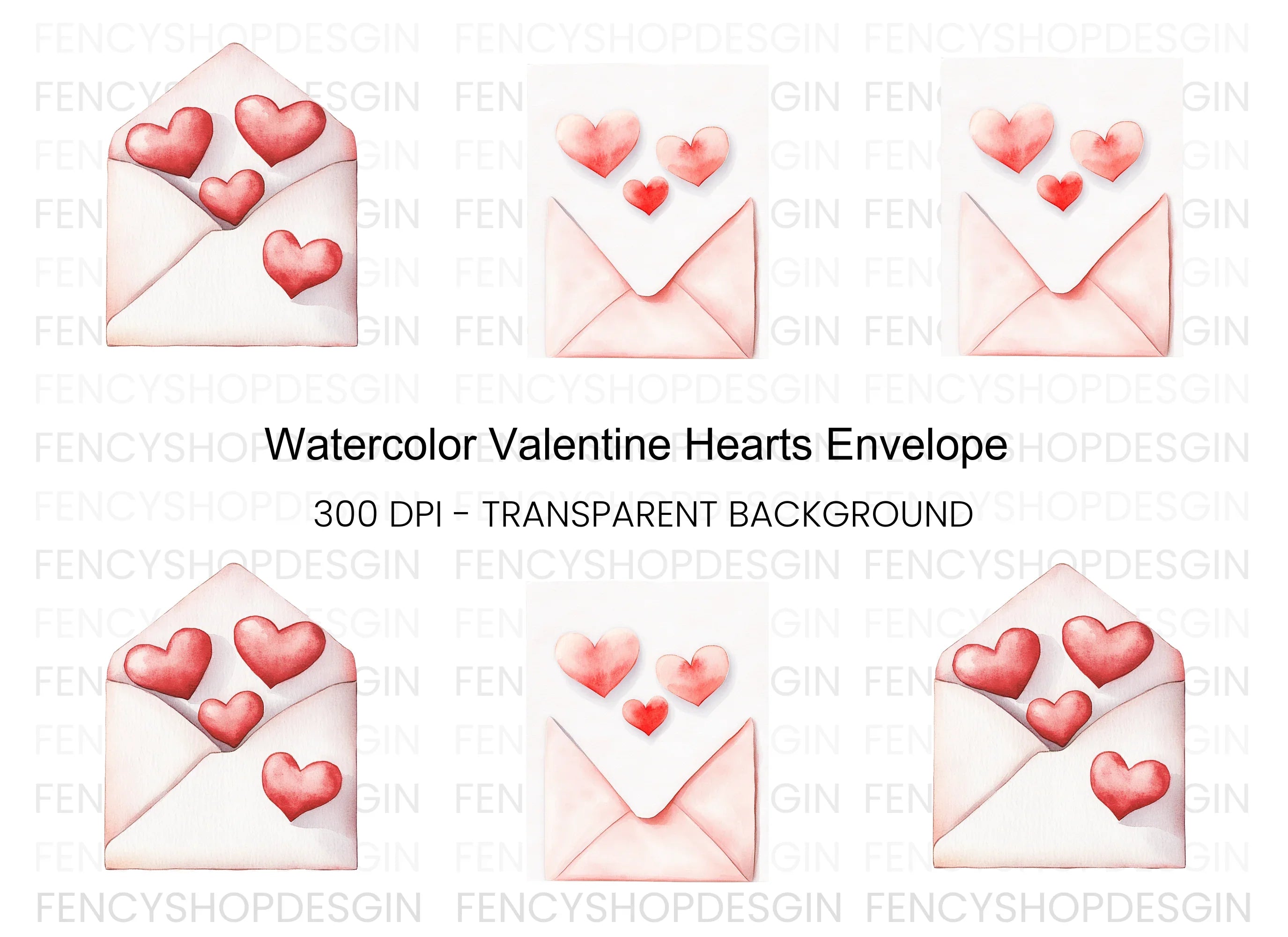 Love Letter with Red Hearts Clipart Bundle