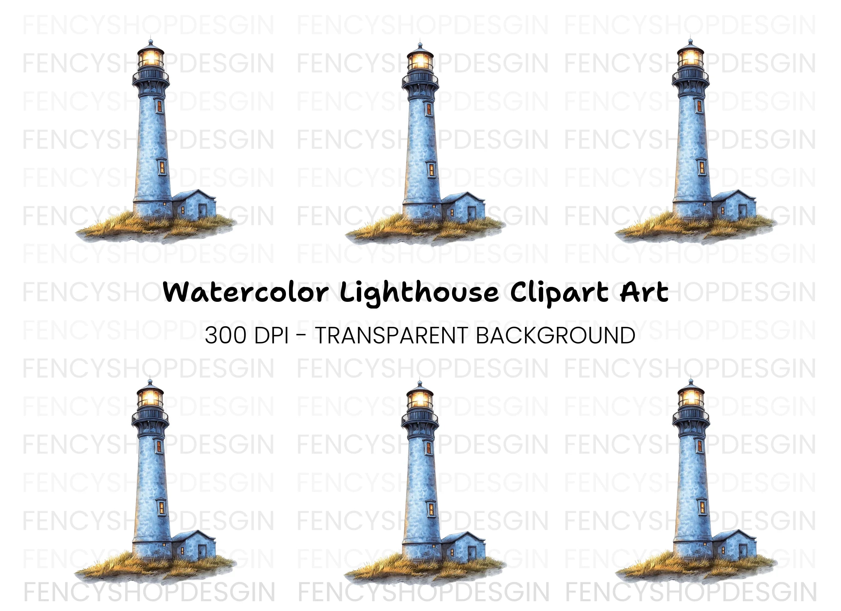 Coastal Lighthouse Illustration Clipart Bundle