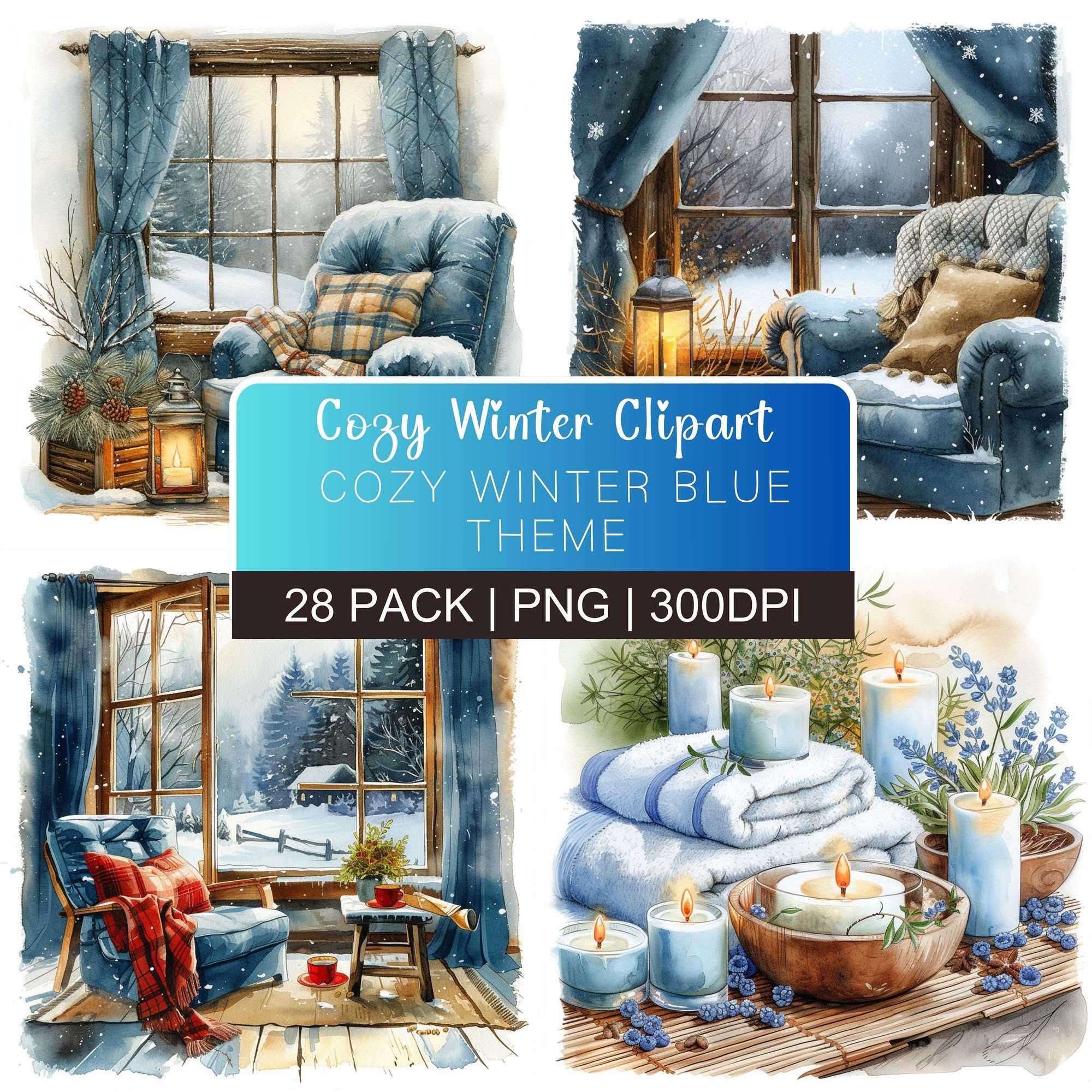 Cozy Home Winter Blue Clipart