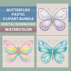 Pastel Butterflies Clipart Bundle - CraftNest - Digital Crafting and Art